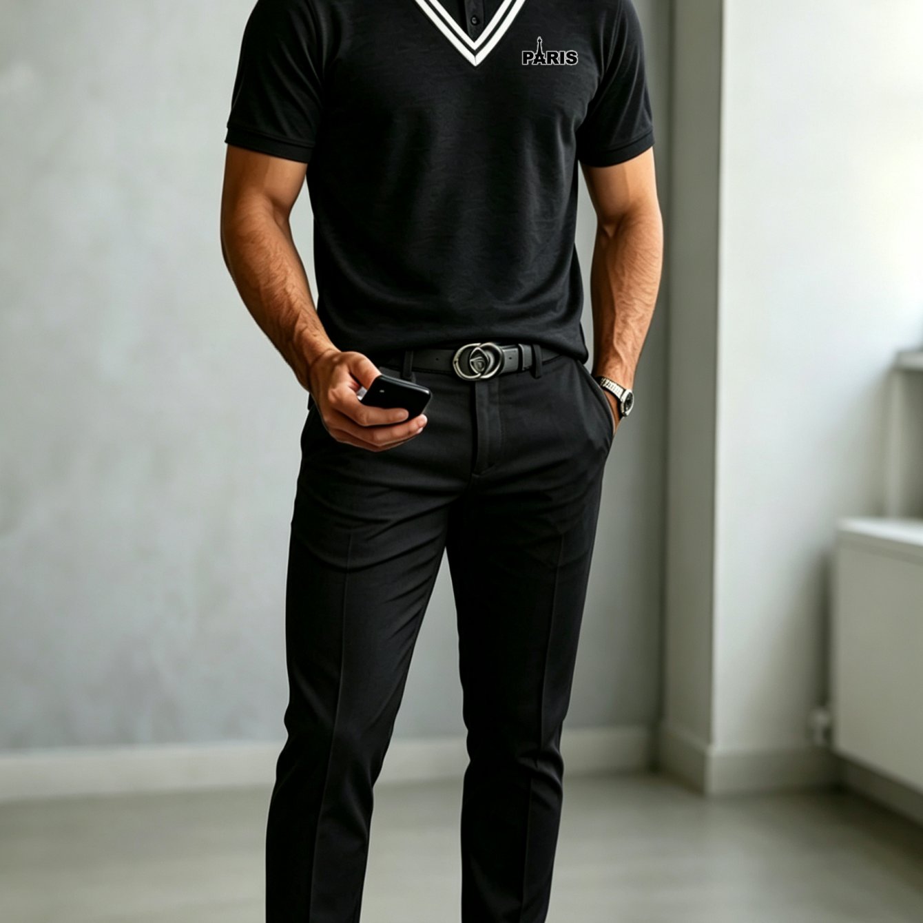 Two-piece Set: Men's Business-casual Printed Shirt (short Sleeve) With Matching Trousers - Multiple Colors , Plus Size