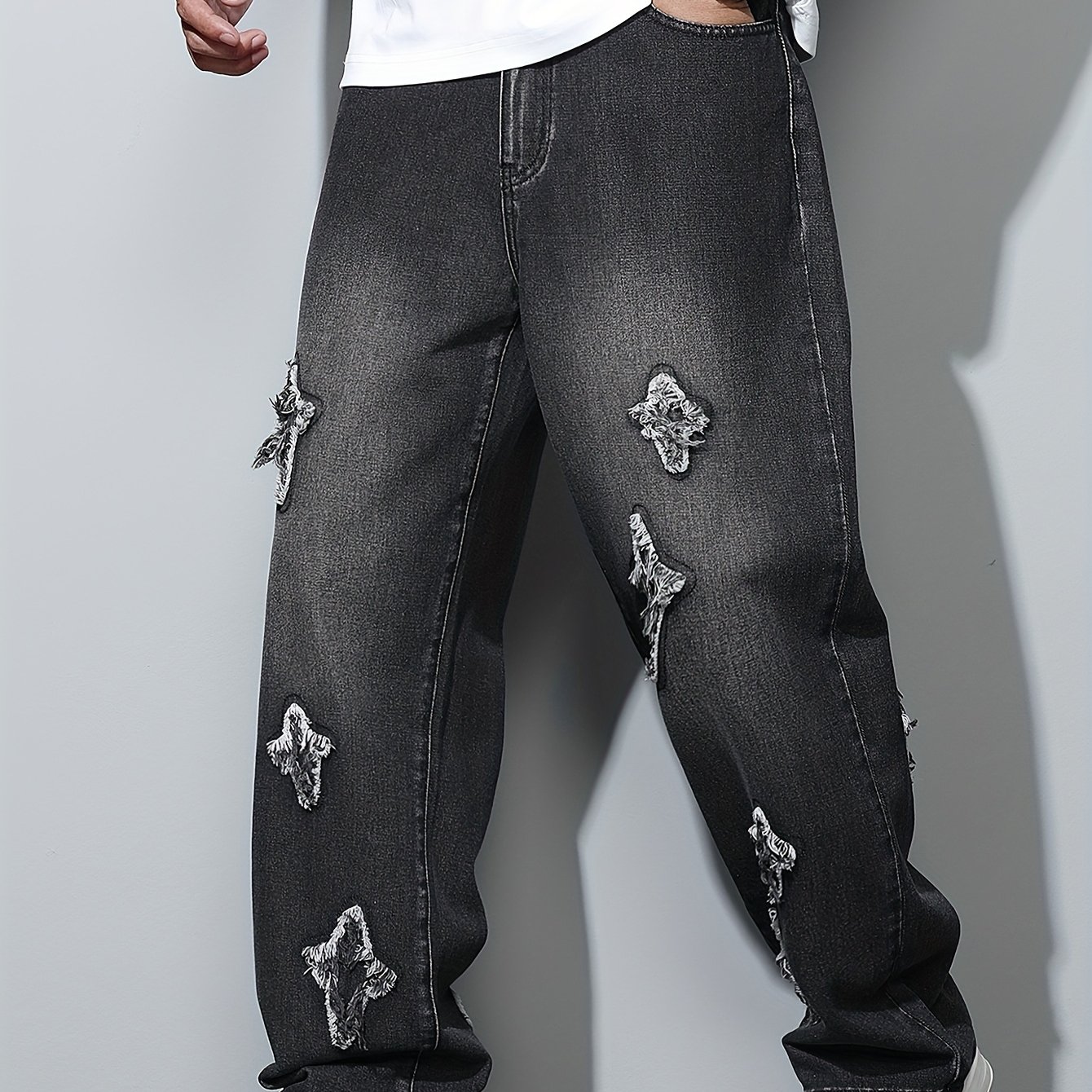 Street Men's Loose Jeans Without Belt/without Accessories