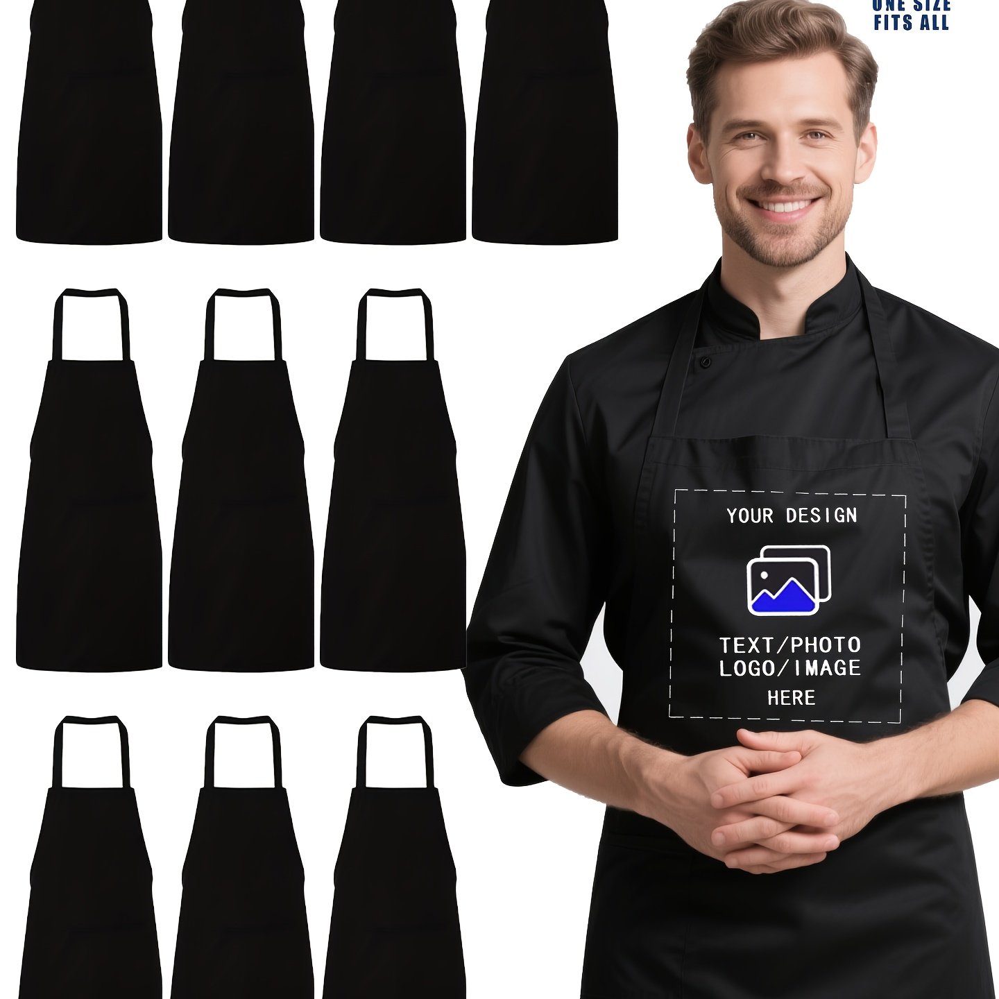 E-shop 10er-Set Restaurant-Küchenschürzen, Mal- Bastelschürzen, personalisierbar mit Fotos Bildern, geeignet für Küchen, Restaurants, Imbissstände,