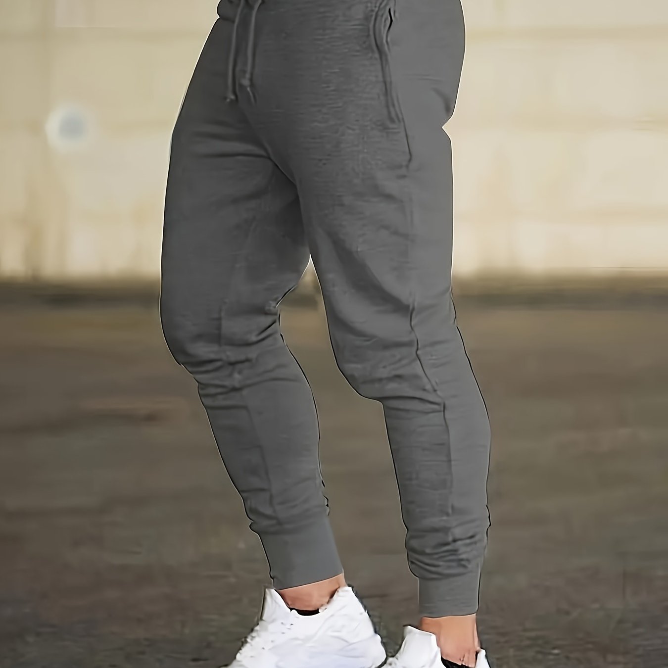 TEMU Lightweight Men' Outdoor Casual Pants, Polyester Tapered Joggers For Comfortable Spring And Autumn Activities.