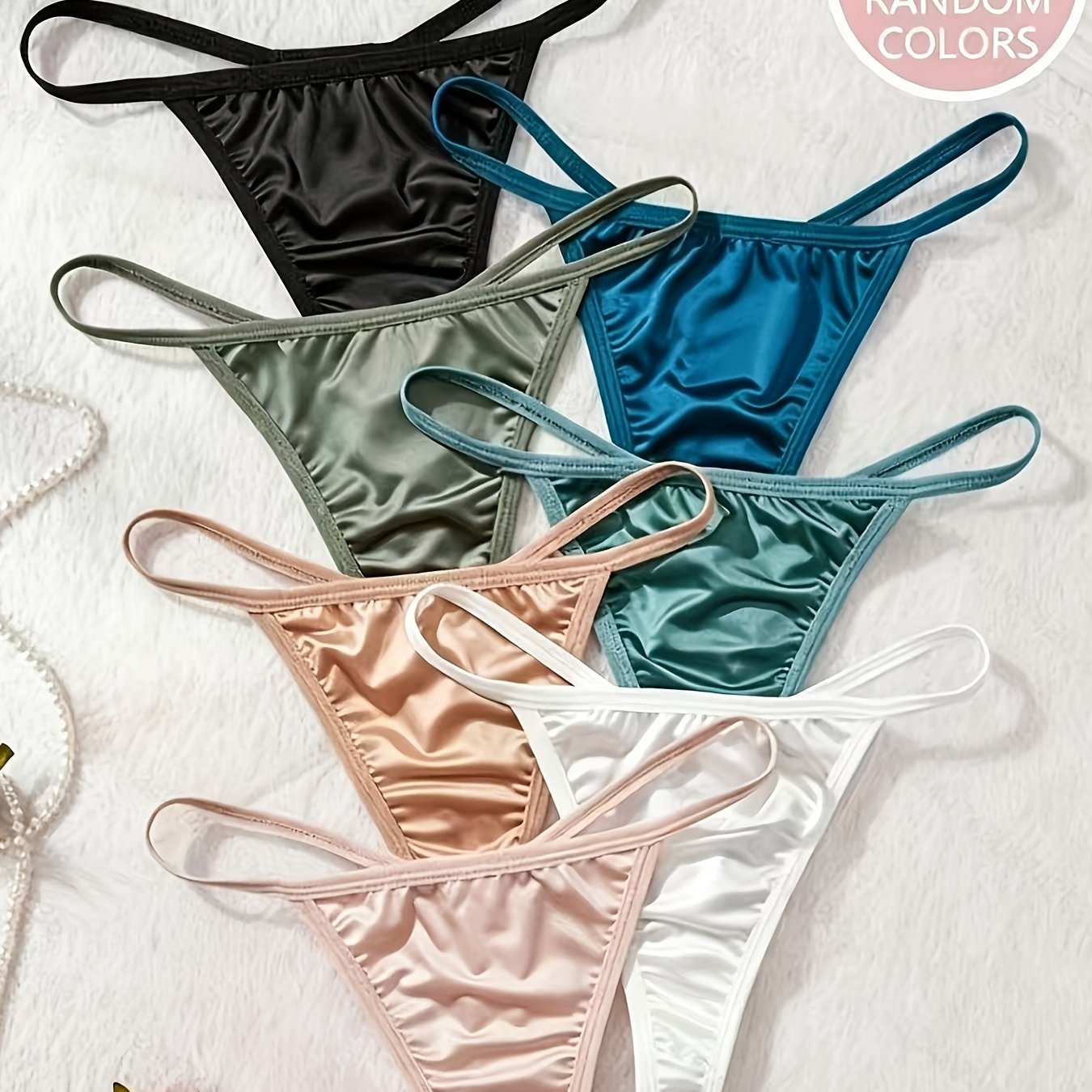 TEMU 6 Random Solid Color Minimalist Glossy Fabric Sexy Underwear For Women, Low-rise, Breathable And Comfortable Material, Ladies' Underpants