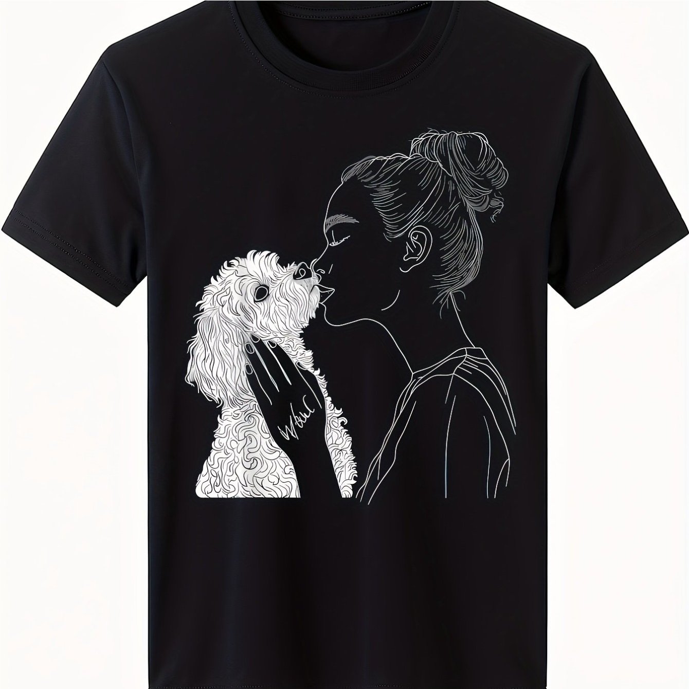 Image of Funny Mother' S Day Hooded T- Shirt With Maltese Dog Art Drawing For A Maltese Mom