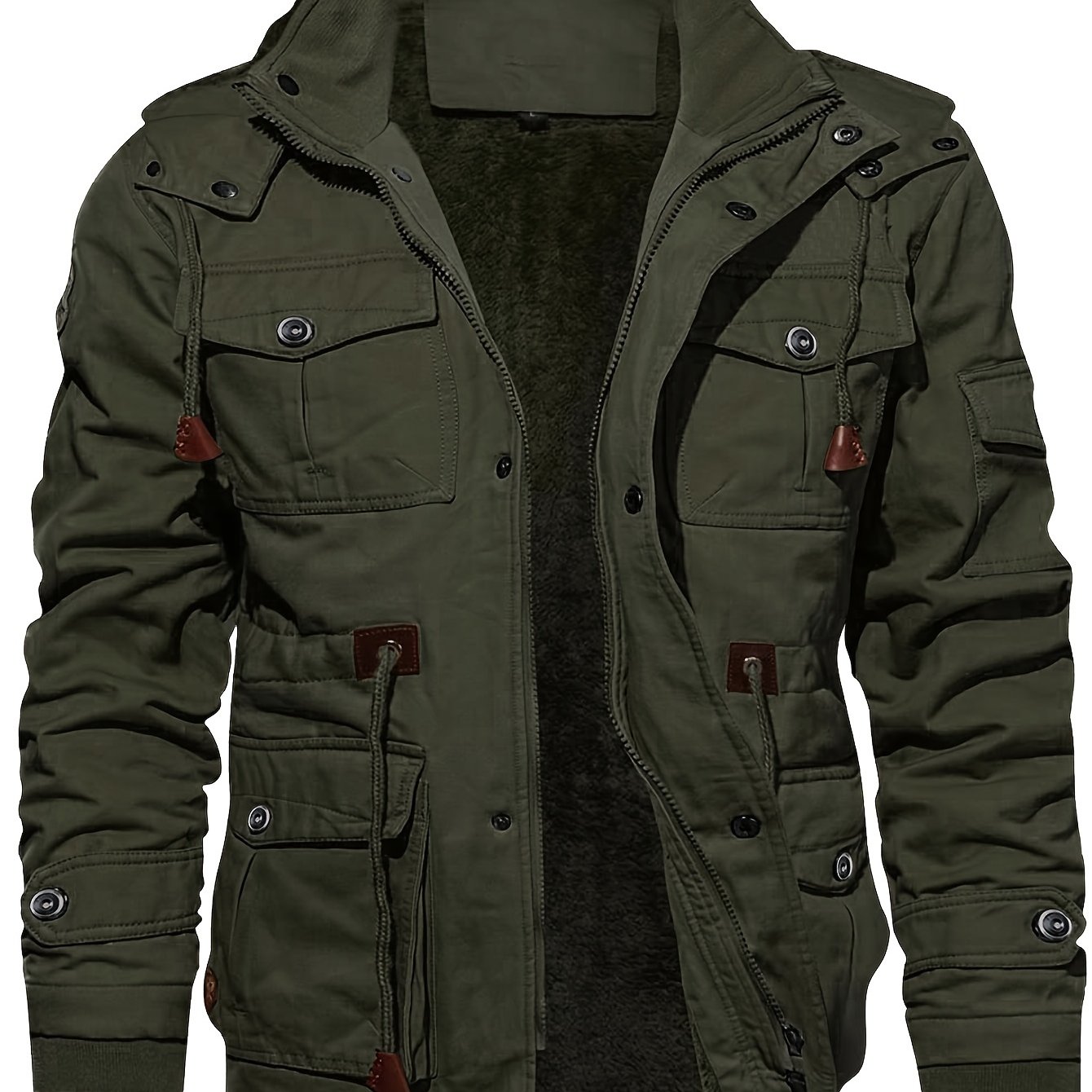TEMU Men's Fleece Jacket Casual Warm Hooded Windproof Coat Fleece Jacket With Hood And Multiple Pockets Cargo Jacket, Autumn/winter Essentials