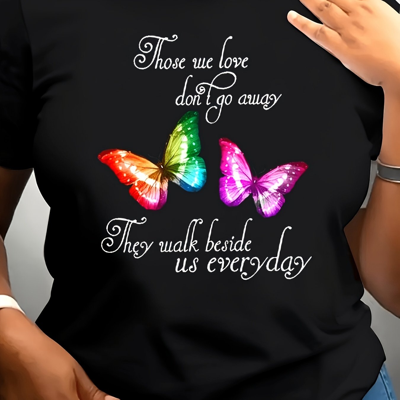 TEMU - - Casual Printed Round Neck Top For Women Featuring A Colorful Design This And Stylish Piece Is Loose-fitting And Comfortable Making It Unisex