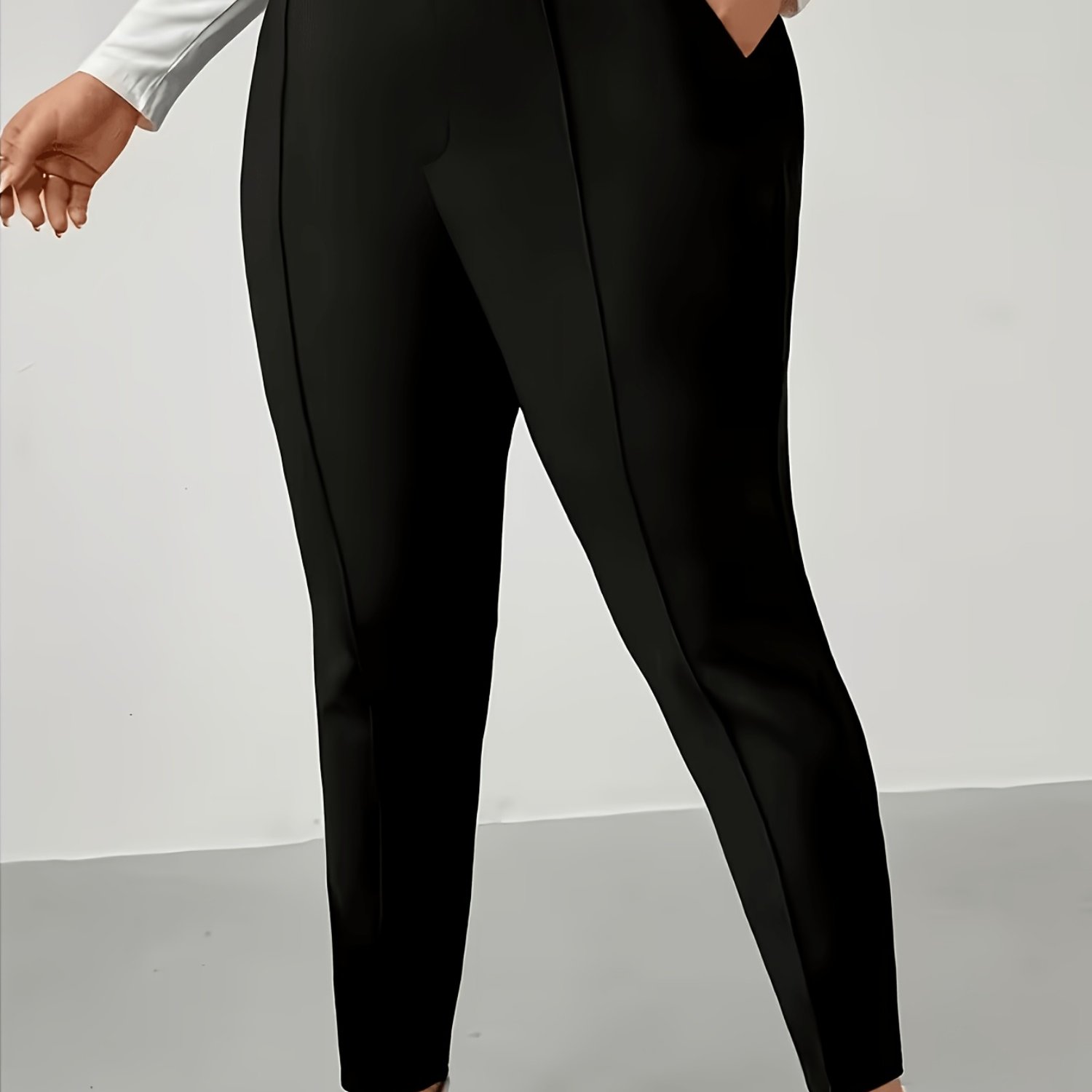TEMU Grande Taille - Pantalon de Costume Cheville Taille Haute Mi-Cuisse Grande Taille Femme, Pantalon Décontracté Extensible Amincissant Longueur