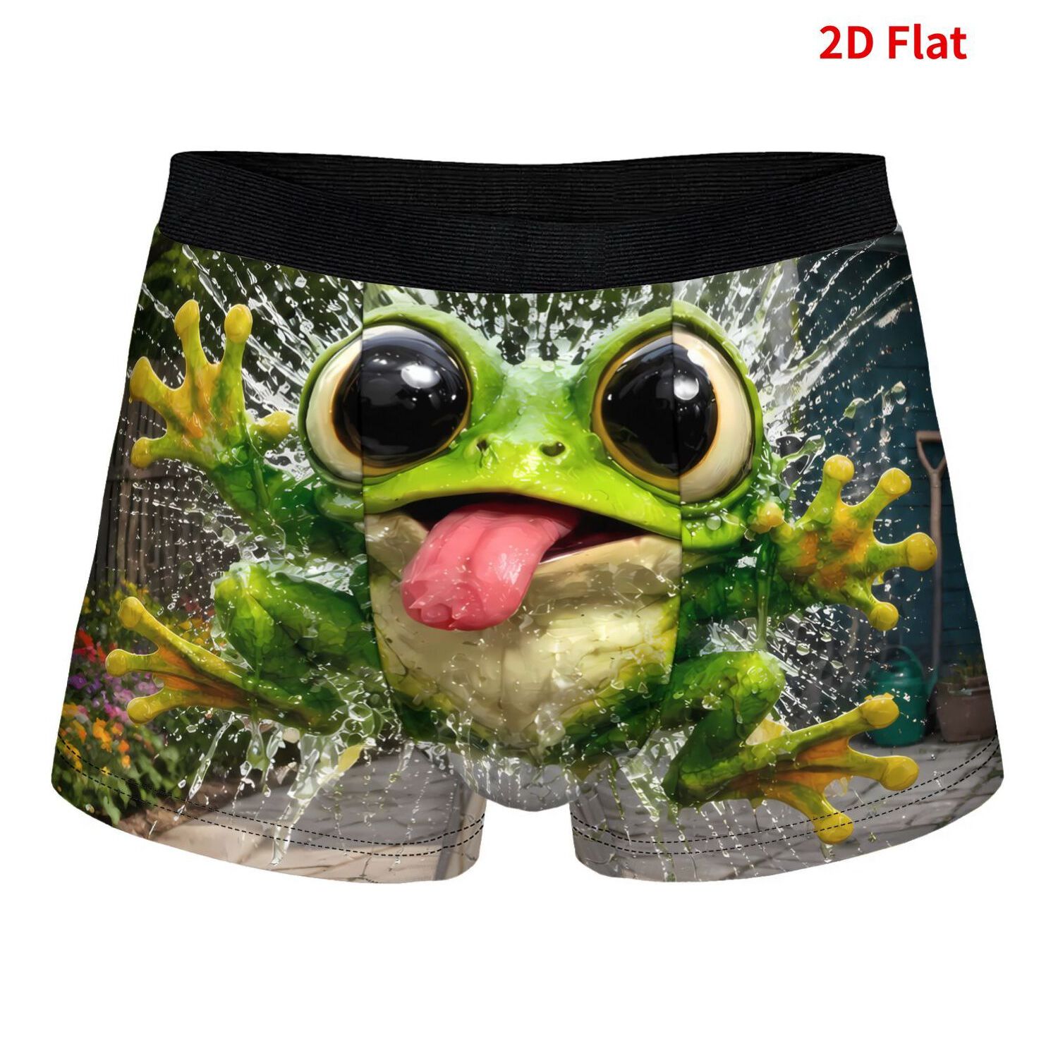 TEMU Frog Window Splash Men's Vibrant Colorful Underwear Breathable Stylish Suitable For Daily Wear 2d Print Design