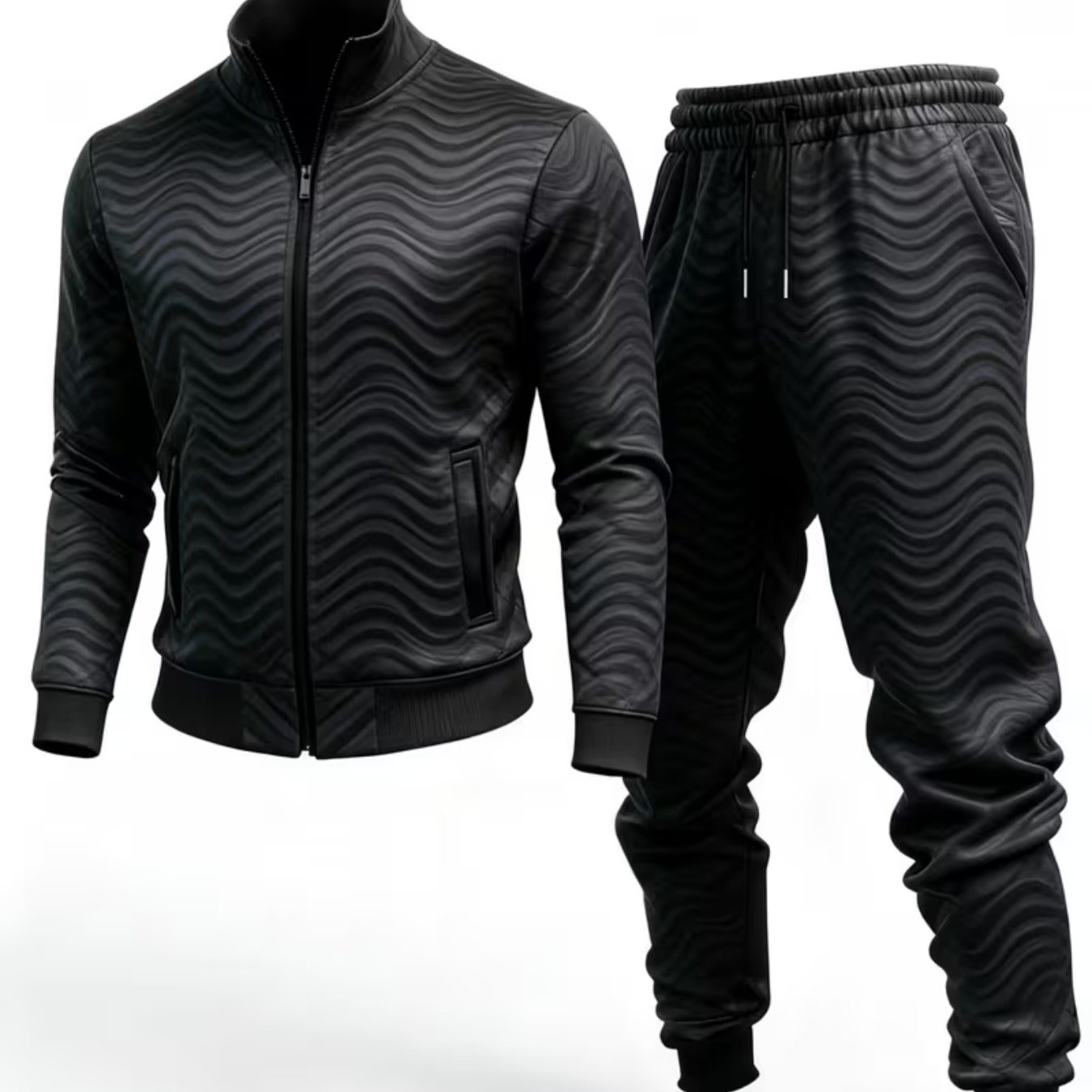 A Set Of Men's Relaxed Sports Jacket And Comfy Long Trousers, Ideal For Any Season, Featuring A Fit With A Coordinated Look, Perfect For Casual , Semi-formal Events, And