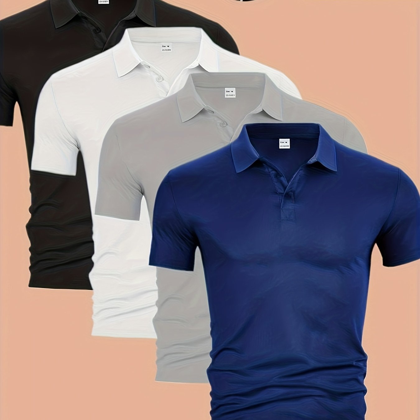TEMU 4pcs Set - Men's Shirt, Short Sleeve - Casual, Basic, - Suitable For Occasions - Skin-friendly, Breathable, And Comfortable