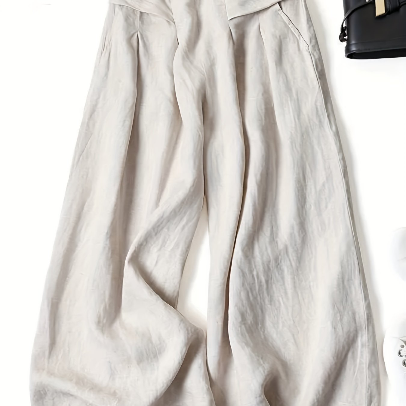 Linen Wide-leg Ankle Pants, Breathable Thin Loose -linen Skort, Ethnic Vintage Style Pants, High-quality Summer Flowy Loose Breathable Trousers