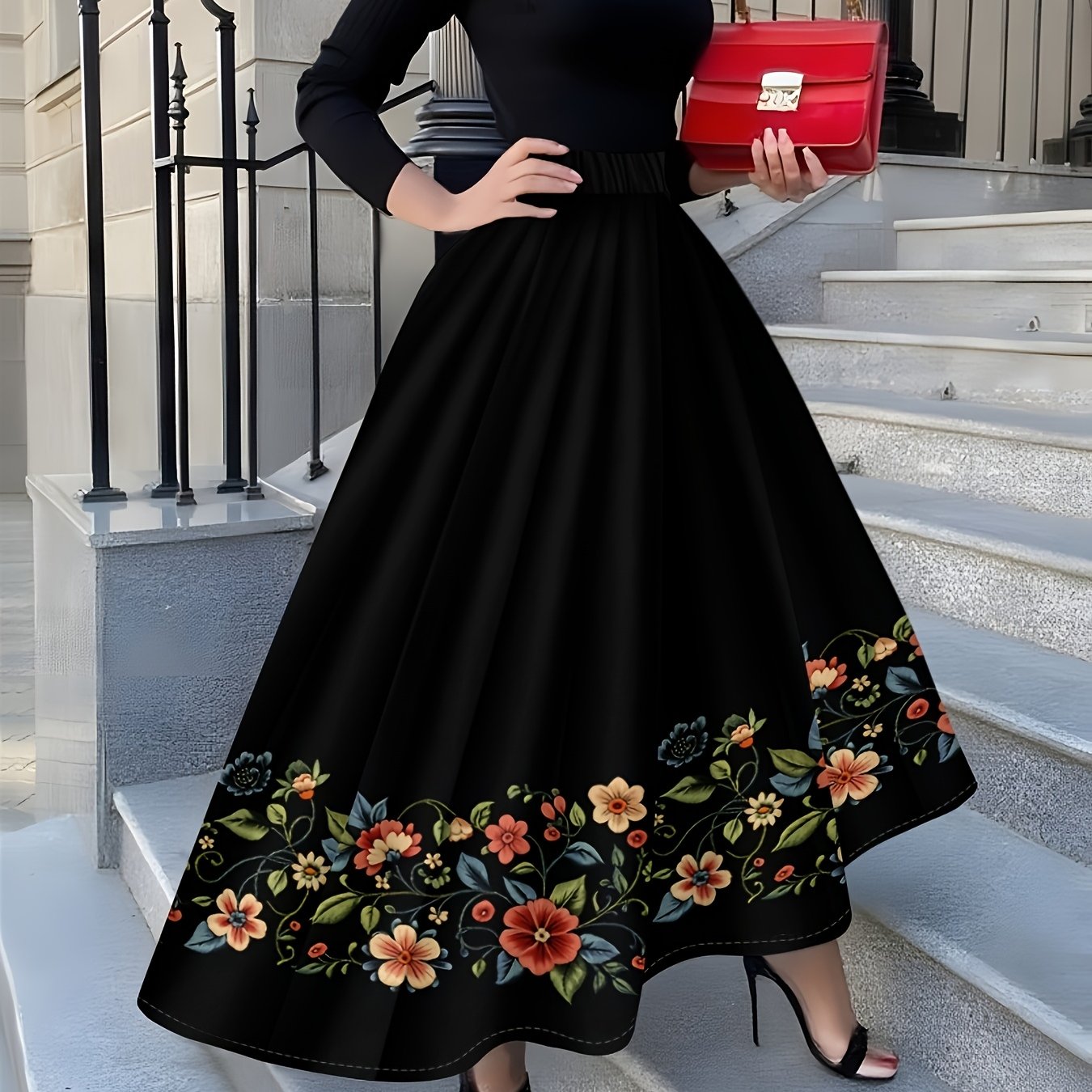 TEMU Falda corta con diseño floral colorido estilo vacacional