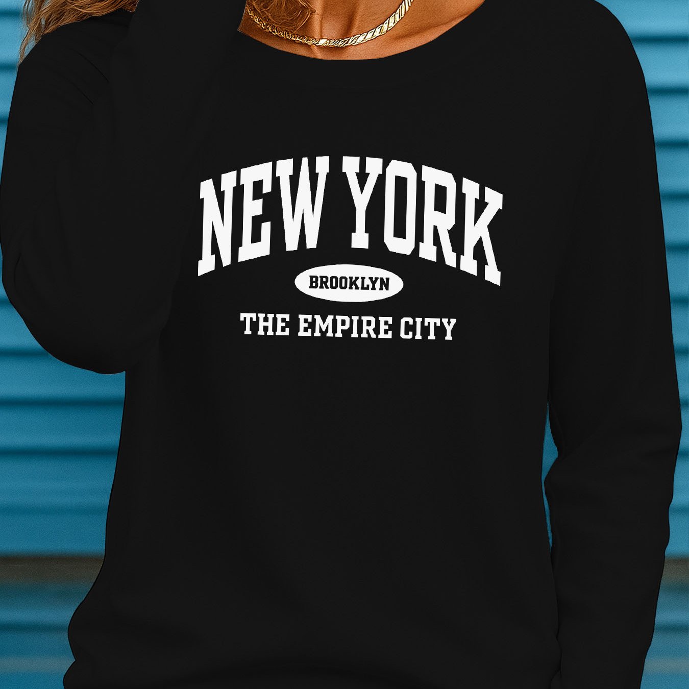 TEMU Women's Plus Size Oversized Long Sleeve Round Neck T-shirt With Slogan Lettering - Casual Winter Warm Blouse, Machine Washable Loose For