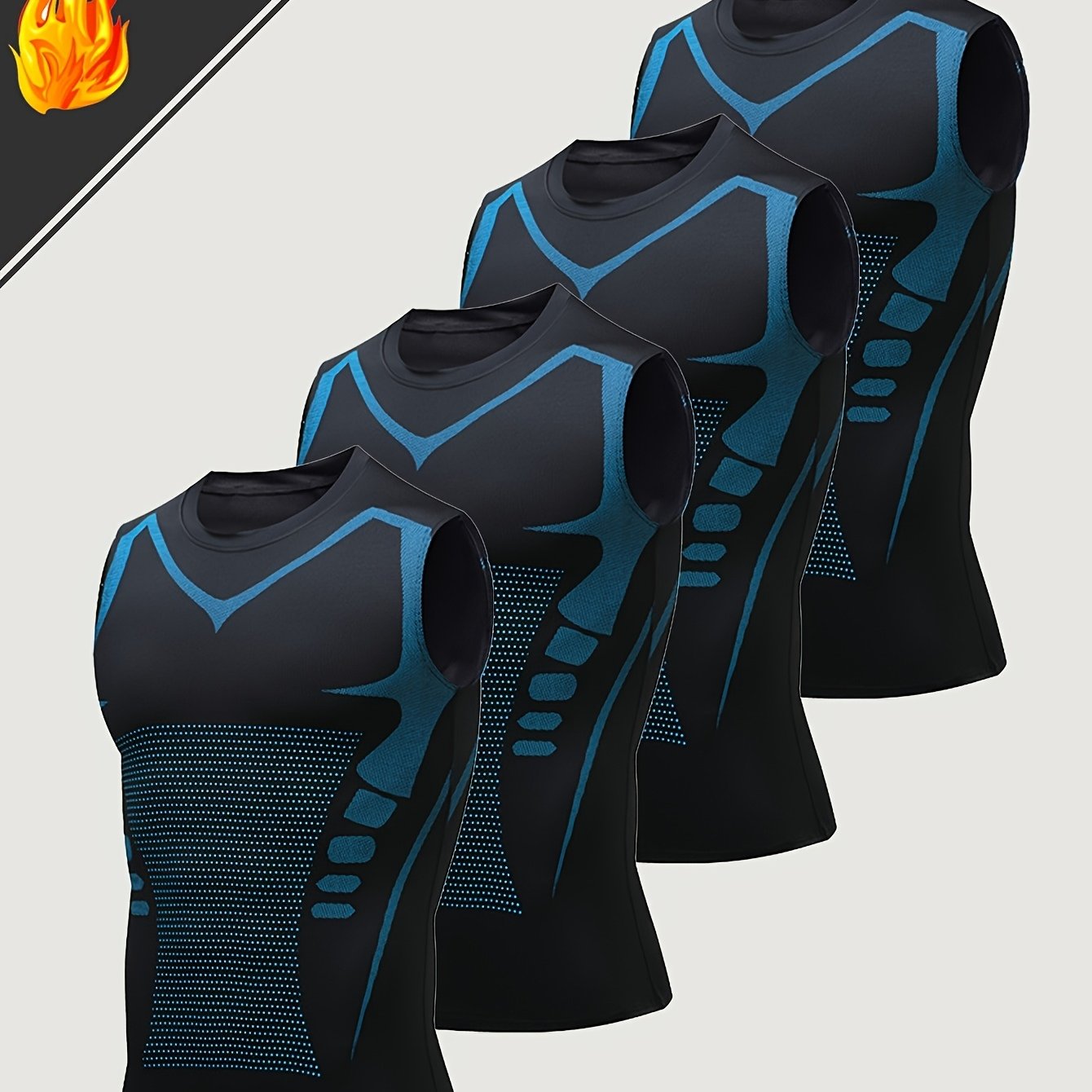 TEMU Men's 4pcs Set: Quick-dry, Breathable, Stretchy, Slim-fit, Shaping, Slimming Athletic Casual Outdoor Vest And Tank Top