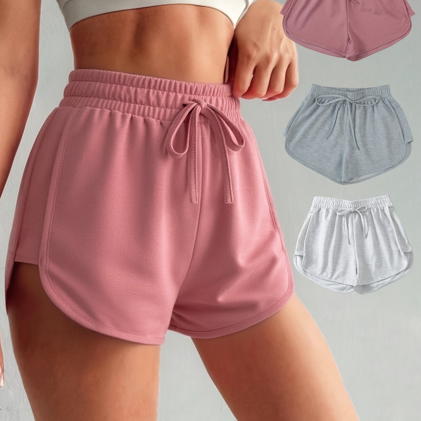 E-shop 3er-Pack - Sommerliche, dünne Damen-Trainingshosen mit elastischem Bund, bequeme Freizeithosen zum Laufen, Training, Yoga und für
