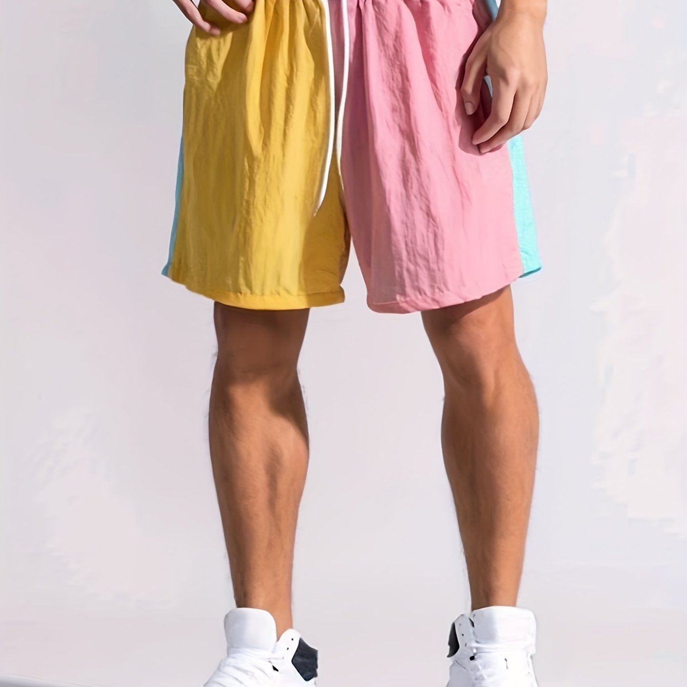 Image of Men's Summer Sports & Casual Shorts, Fashionable Beach Shorts, Fitness Shorts, Trendy Lightweight Nylon Drawstring Three-quarter Shorts For Morning Runs