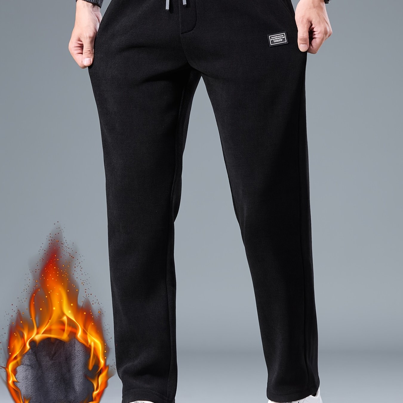 TEMU Winter Fleece-lined Thickened Casual Pants Men's Sports, Autumn/winter Essentials