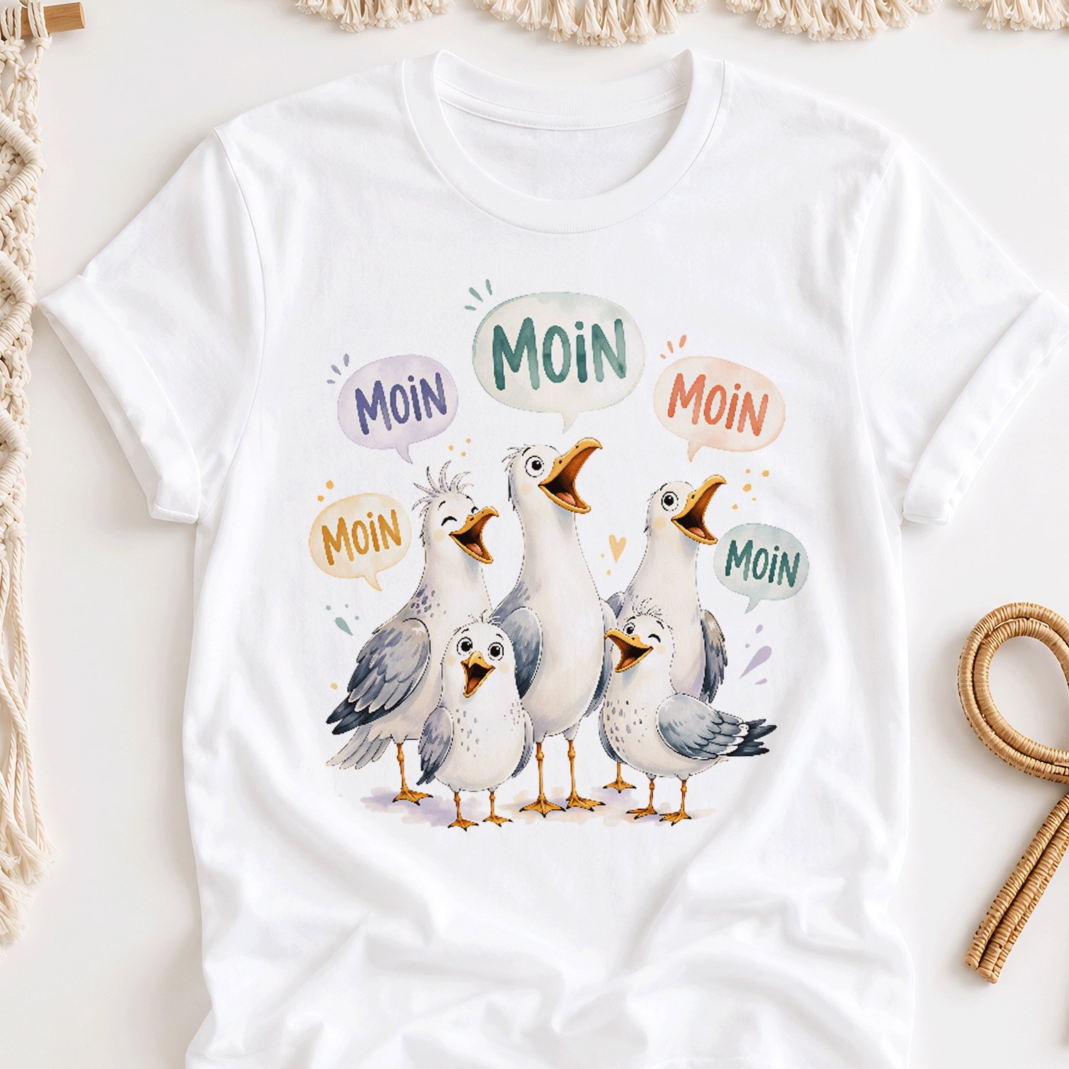 Image of Moin Seagull (5) Overseas Printing Y2k Oversized Unisex T-shirt For Men Women Retro 2000s Streetwear Baggy Graphic Tee