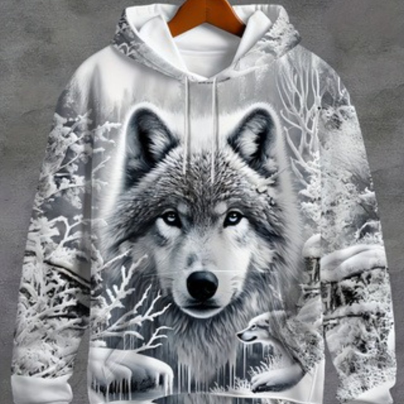 TEMU 3d Men's New Long Sleeve Casual Hooded Sweatshirt, Animal Wolf Print, Casual Hoodie, Print Hooded Sweatshirt, Fashionable Hoodie, Fashionable