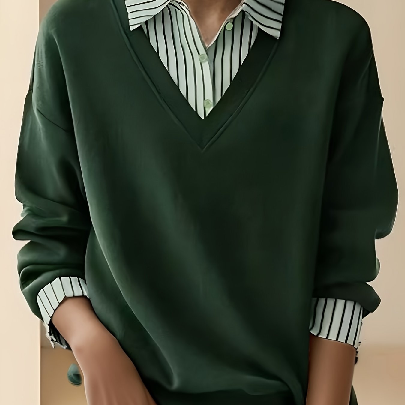 TEMU Haut T-shirt POLO élégant et confortable à manches longues pour femmes, mode printemps automne