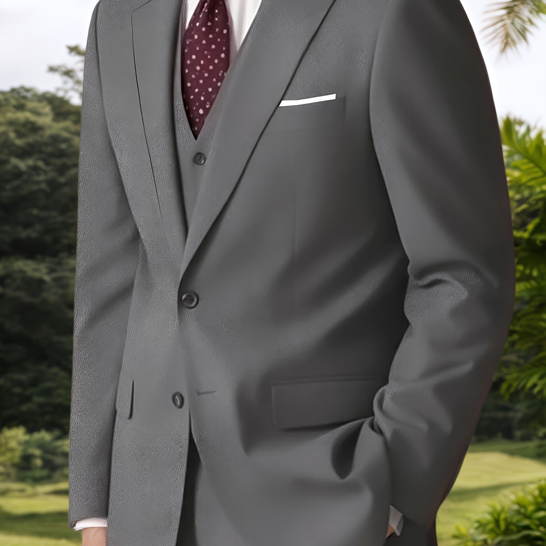 TEMU Three-piece Suit For Men With A Notch Lapel, Suitable For Formal Business Occasions