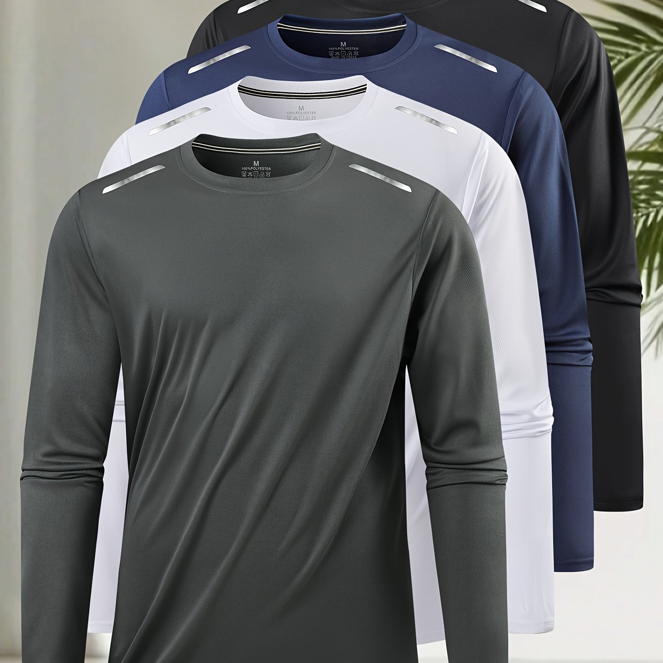 TEMU Men's Long-sleeve T-shirt - Breathable, Casual Round Neck, Print Design - Suitable For Spring And Autumn Wear, Versatile Clothing, Comfortable