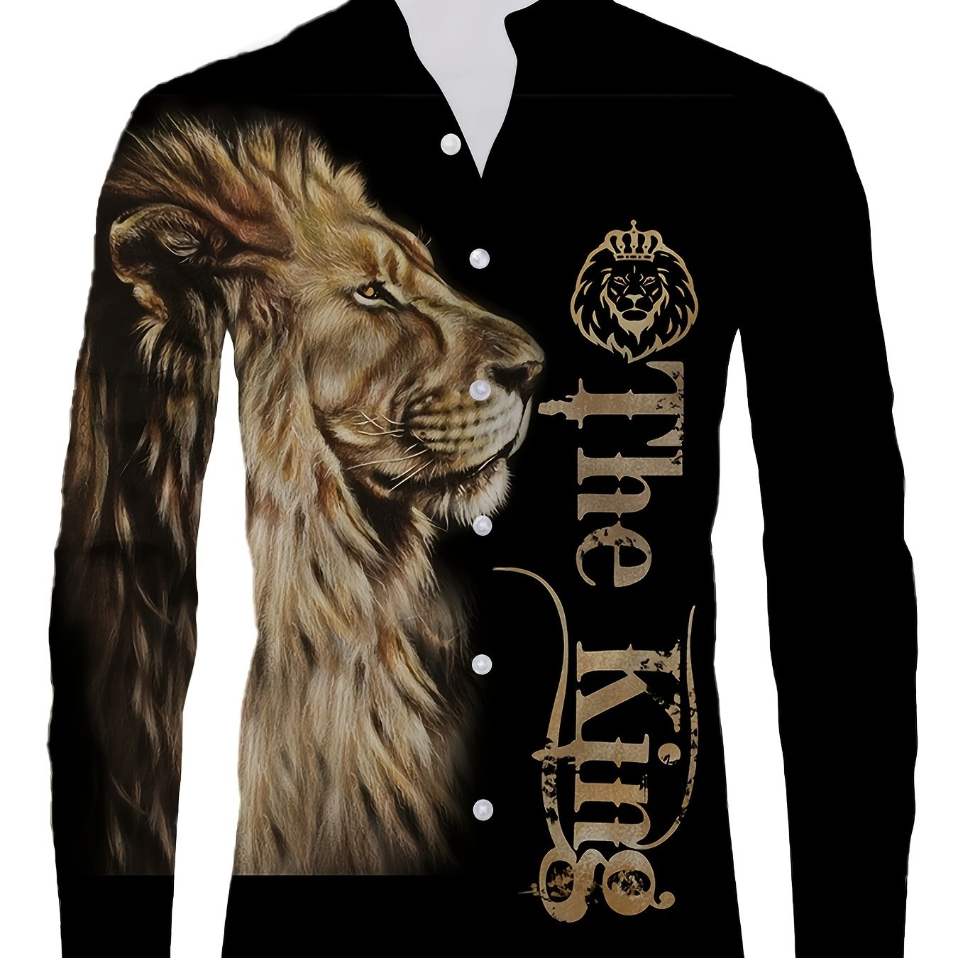 TEMU Men's Long-sleeved Shirt, And Silhouette, King Style, Machine Washable, Suitable For Vacation, Travel, Outdoor Gatherings And Casual Occasions