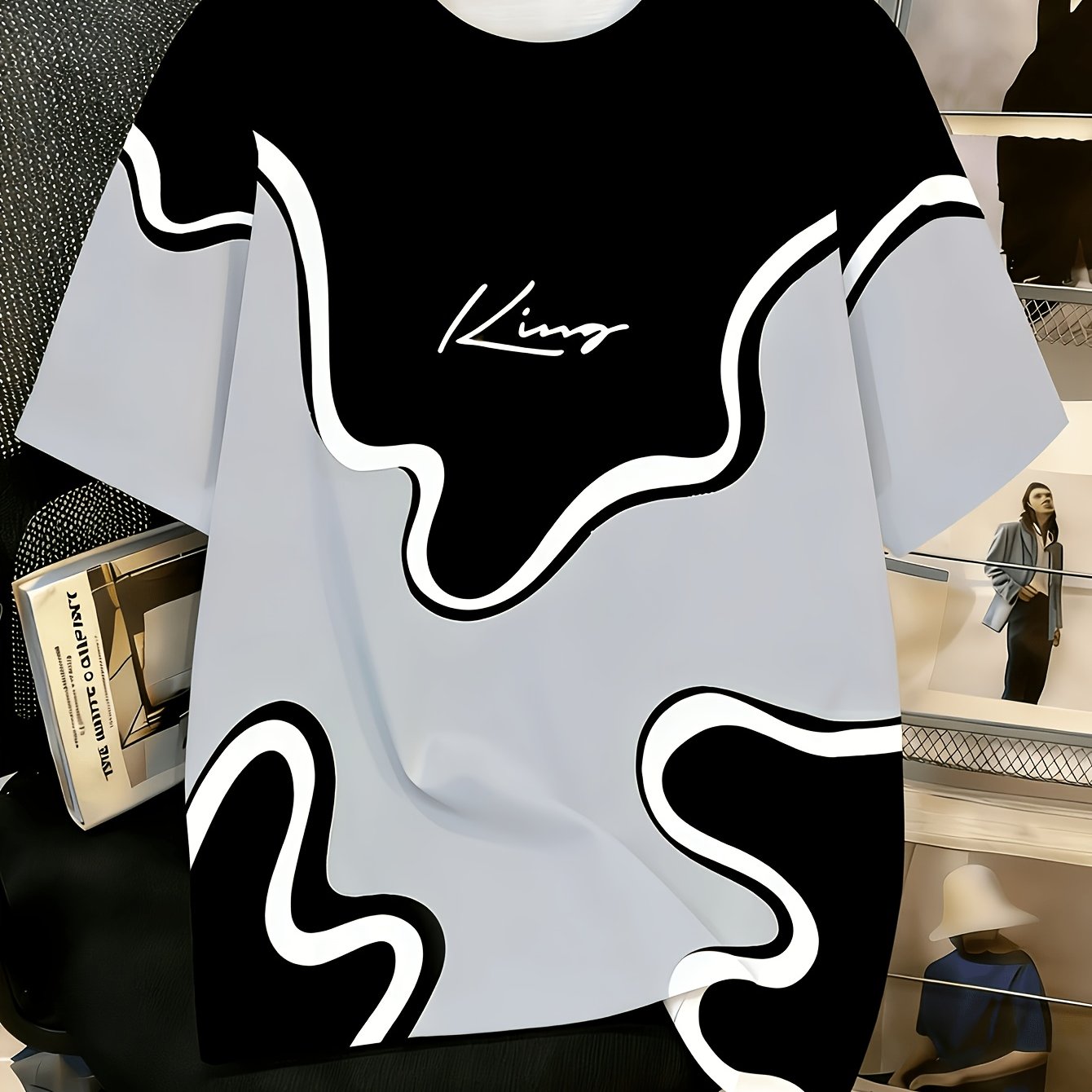 TEMU Men's Contrast Short Sleeve T-shirt Casual Individual Round Neck Top Fashion Versatile Men's Clothing Trendy Athletic Wear Ideal Gift For