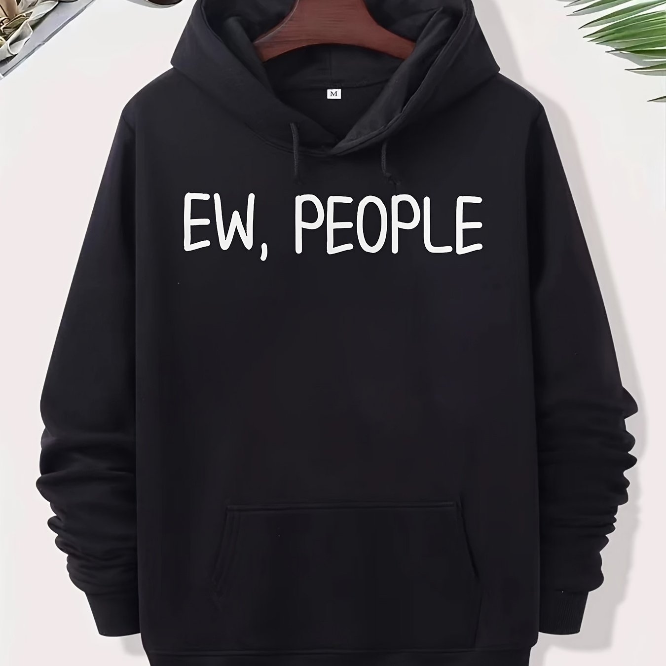TEMU Sweat à capuche humoristique 'EW PEOPLE' respirant à col ras du cou de style pour un usage et décontractées