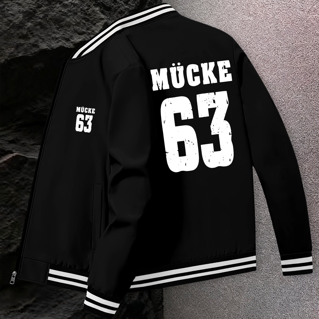 E-shop Herren 63 Slim-Fit Bomberjacke – Stehkragen mit Reißverschluss, maschinenwaschbarer Wintermantel mit Markendesign, lässige Oberbekleidung für