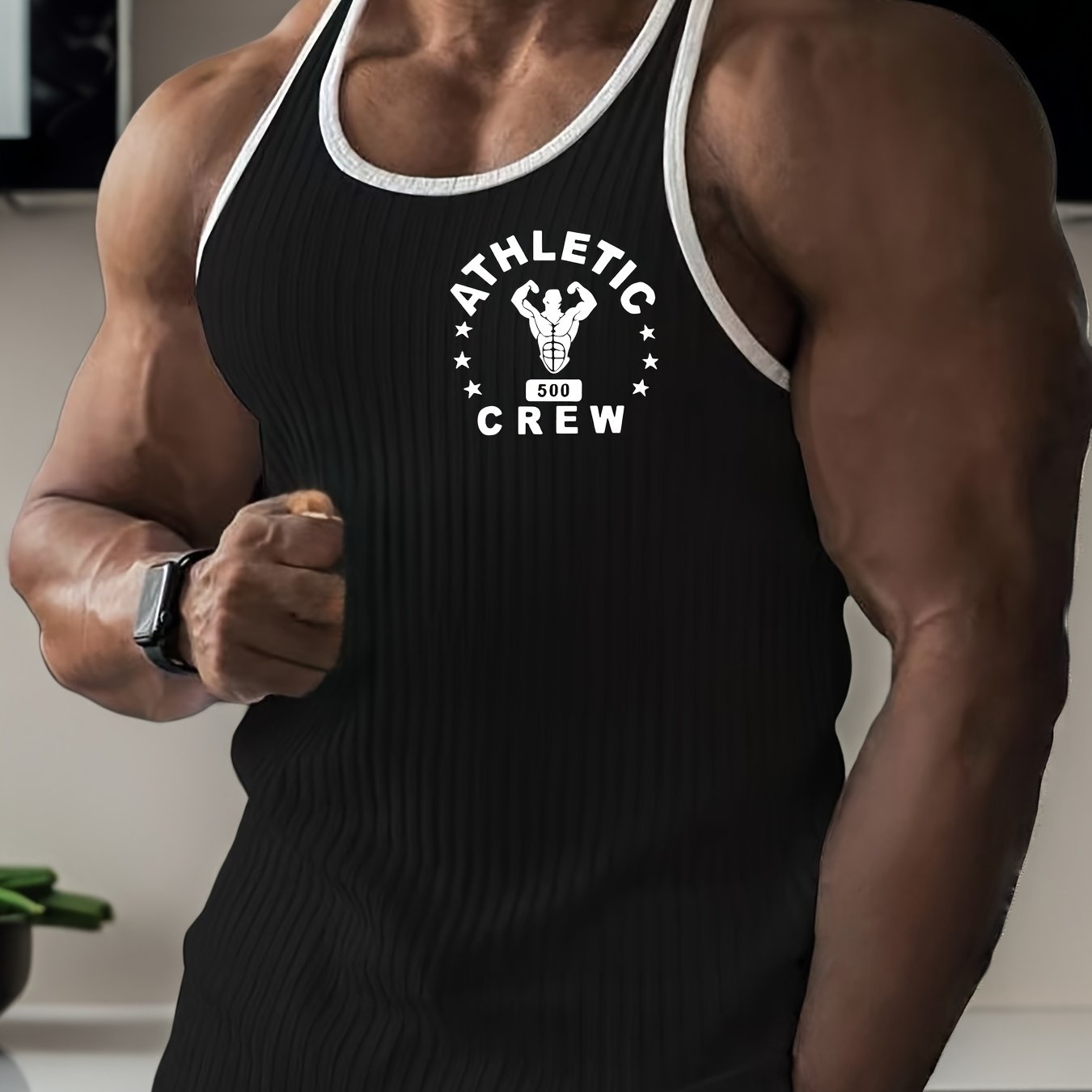 TEMU Summer Men's Hiking Knitted Leisure Casual Sports Printed Tank Top