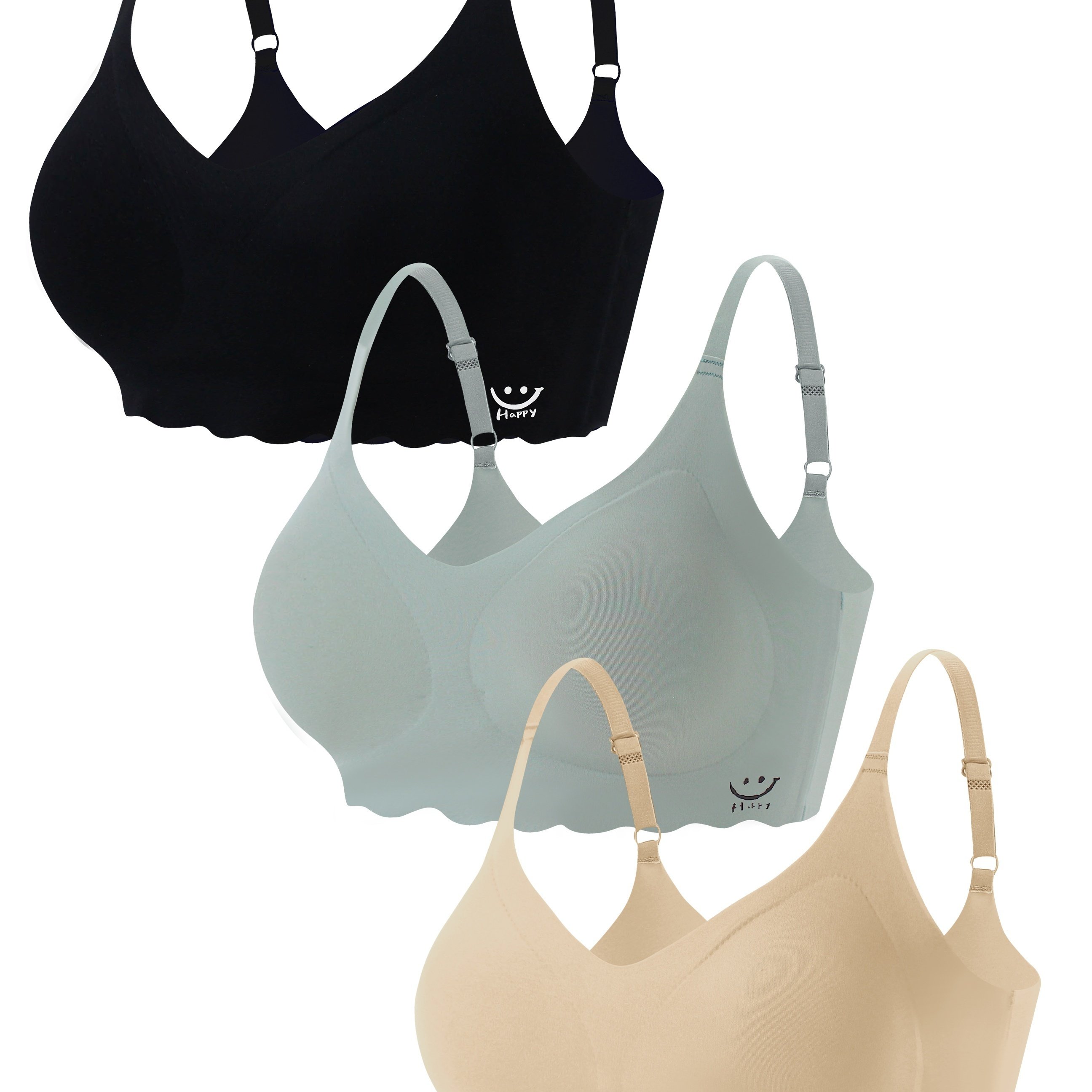 Seamless Wireless Bras Comfy Breathable Scallop Trim Bra - Temu