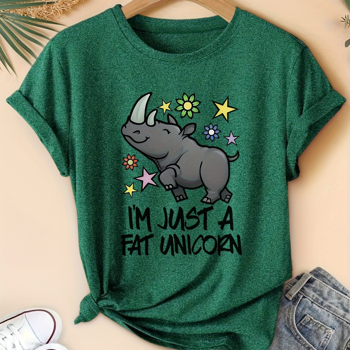 TEMU Women's Cute Short-sleeve Top With Adorable Print, 