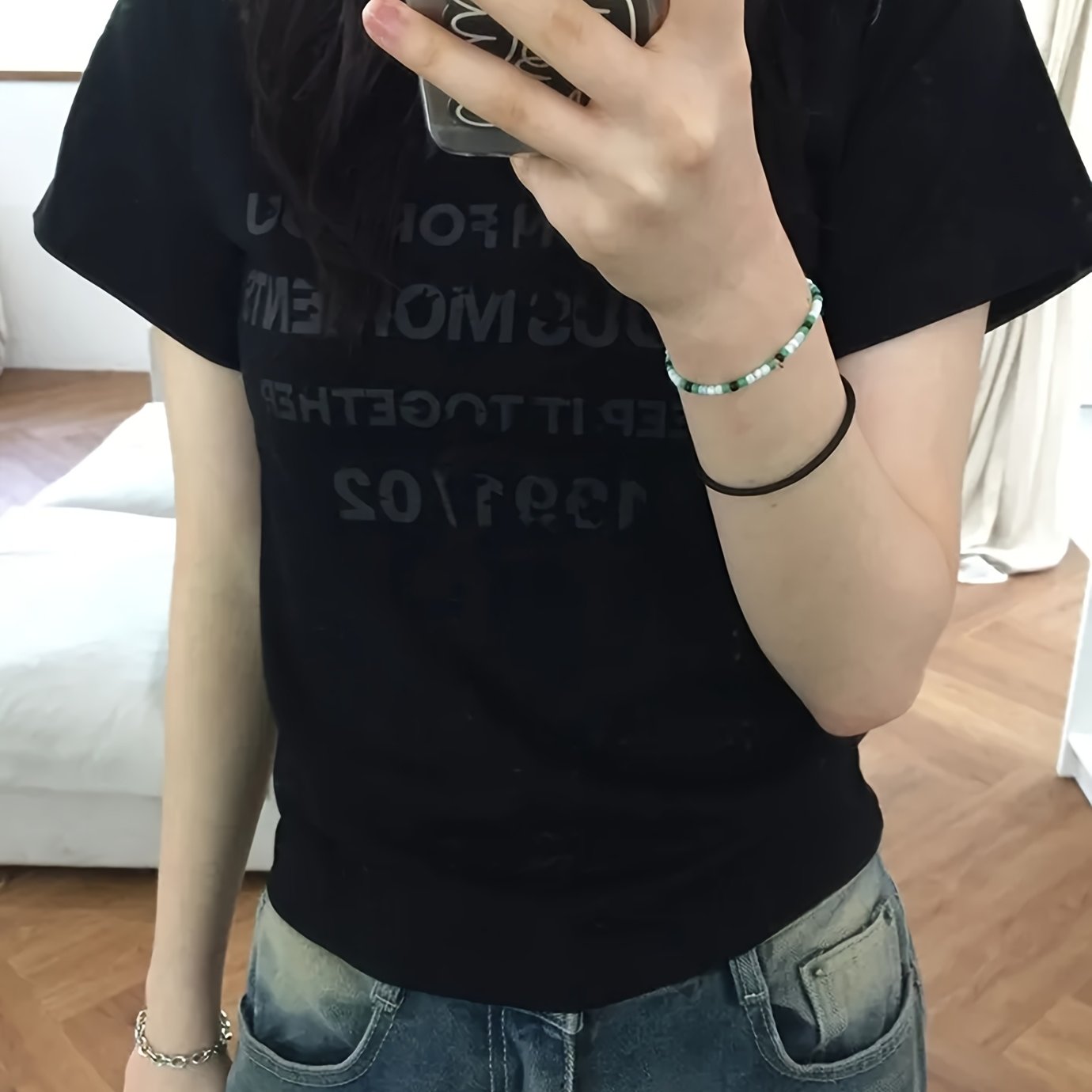 TEMU 일본식 여성용 레터 프린트 슬림핏 반팔 여름 티셔츠