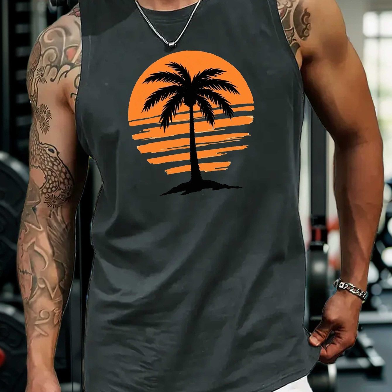 TEMU Minimalist Tree Sunset Standard Size Men's Vest