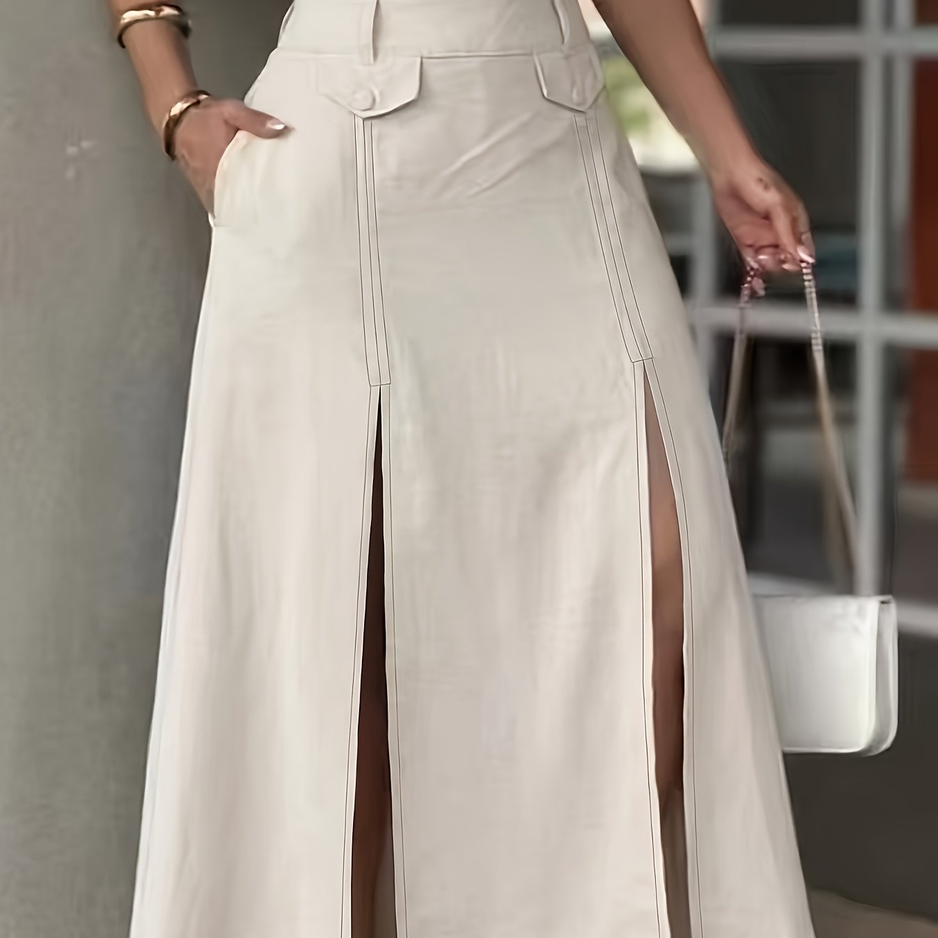 TEMU Women's High-waist Slit Skirt
