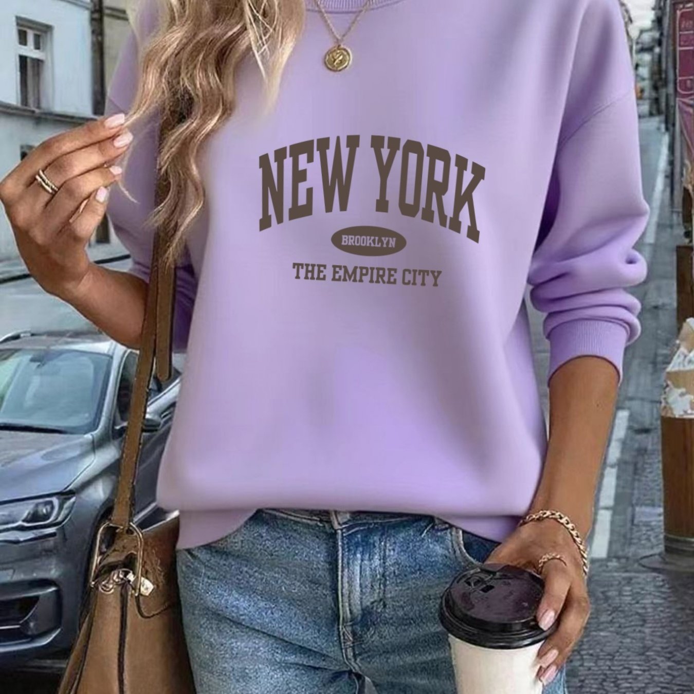 TEMU Printed Fashion Round Neck Sweatshirt, Women's Size, Women's Clothing