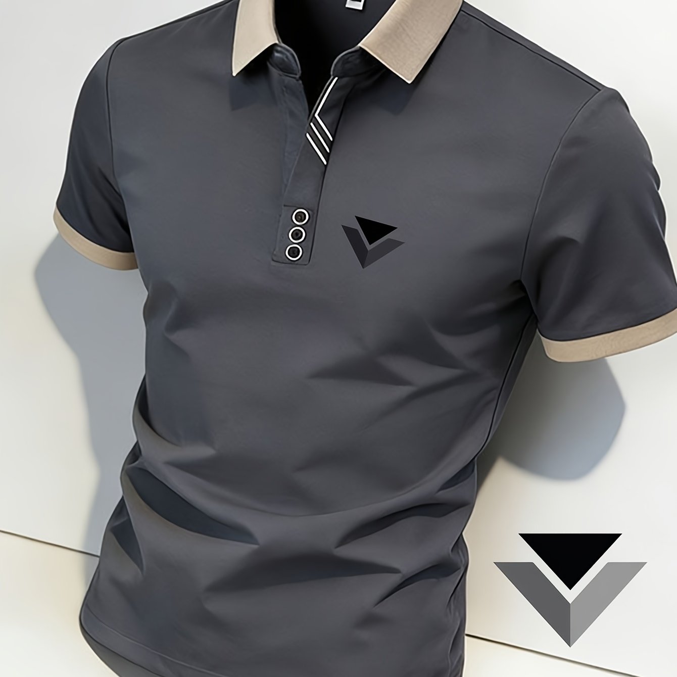 Men's Stylish Graphic Shirt: Featuring A Triangular Print. From Soft And Comfortable Fabric, This T-shirt Is An Ideal Menswear Top For Casual Wear, Fashion And Ease. With This !