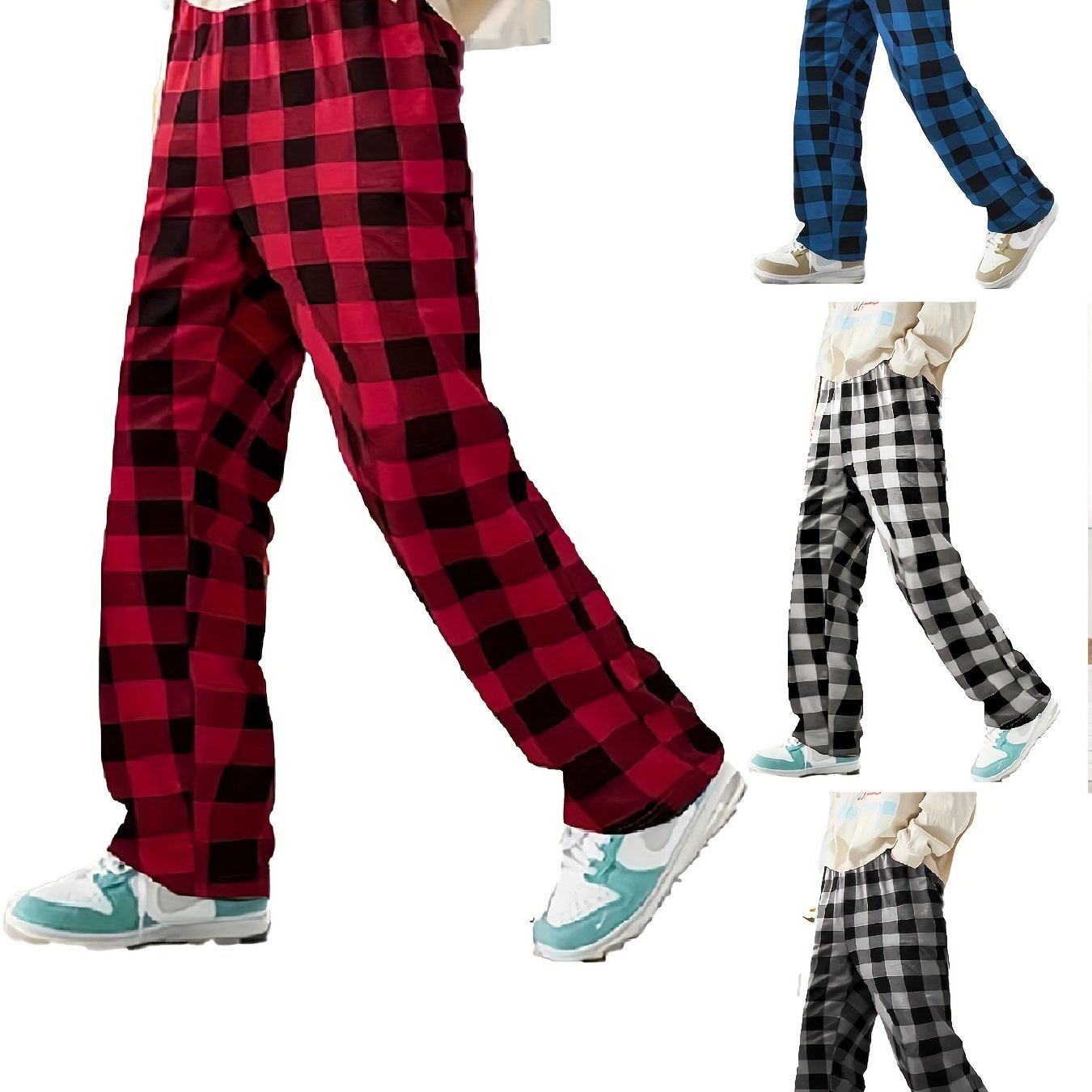 Classic Plaid Pajama Pants Men's Loose Loungewear Comfy - Temu South Africa