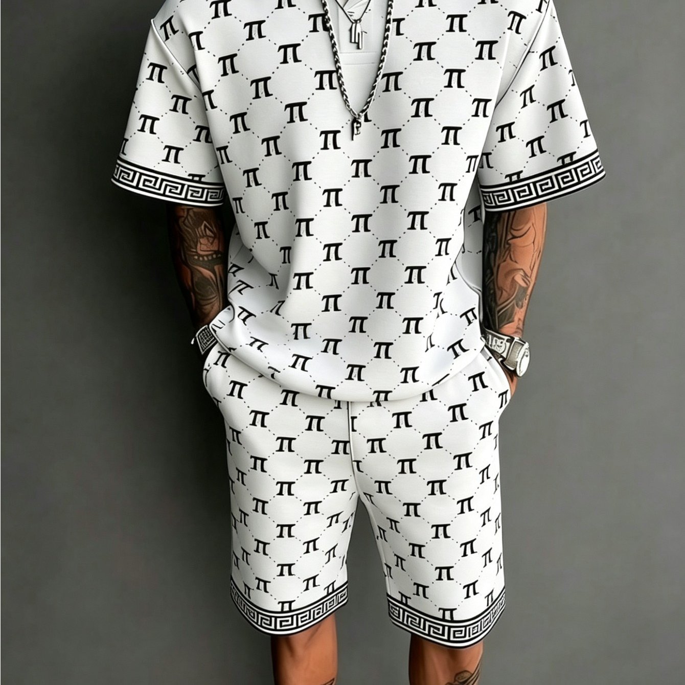 Image of Two-piece Set: Men's Summer Leisure Sports Suit, Printed Shirt And Shorts, Trend Men's Clothing, Breathable And Comfortable Fabric, Loose Version, Suitable For Daily Commuting, Leisure Sports, Travel