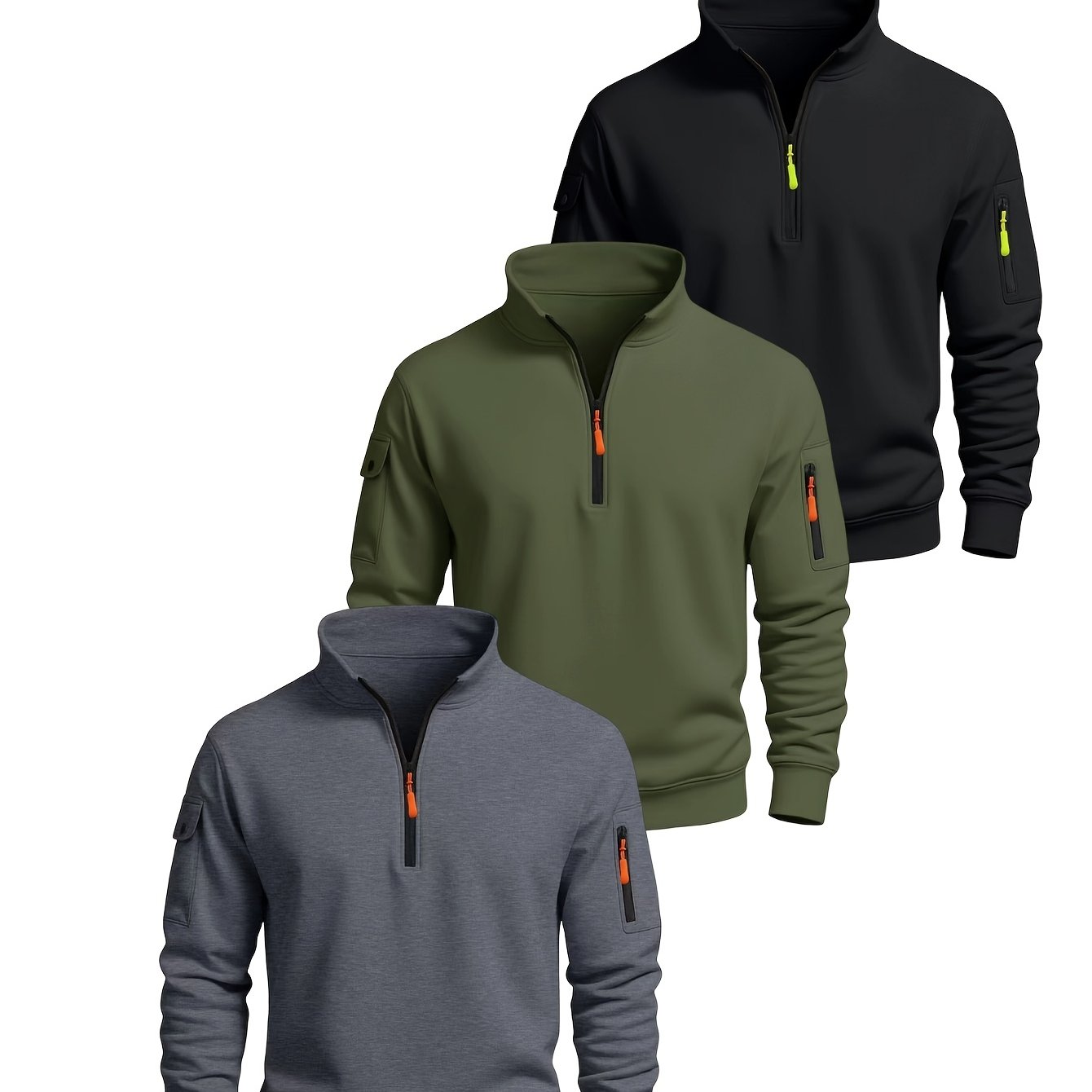 TEMU A Set Of 3 250-gram Basic Casual Stylish Sweatshirts With A Collar