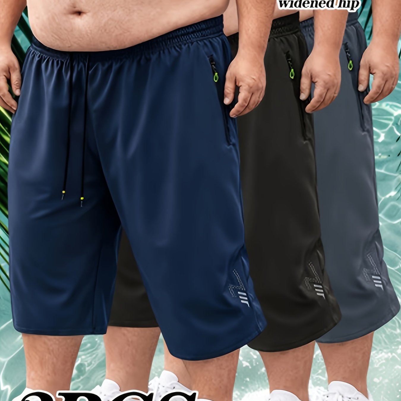 TEMU For Plus-size Men! 3pcs Summer Sporty Casual Capri Pants, Widened And Extended Shorts, Plus Size
