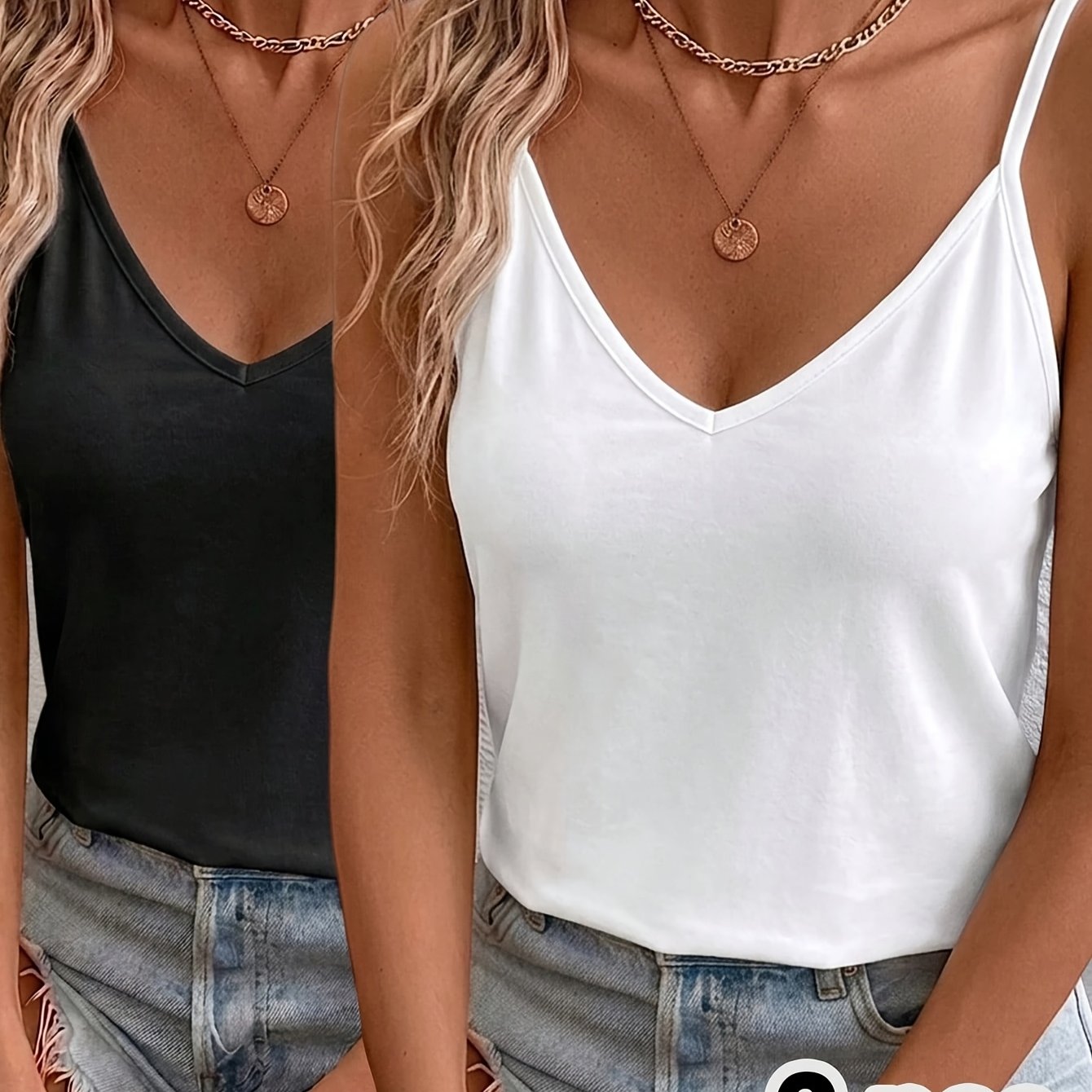 TEMU 2pcs Set Black And White Basic Camisole Vest, Casual Inner Wear