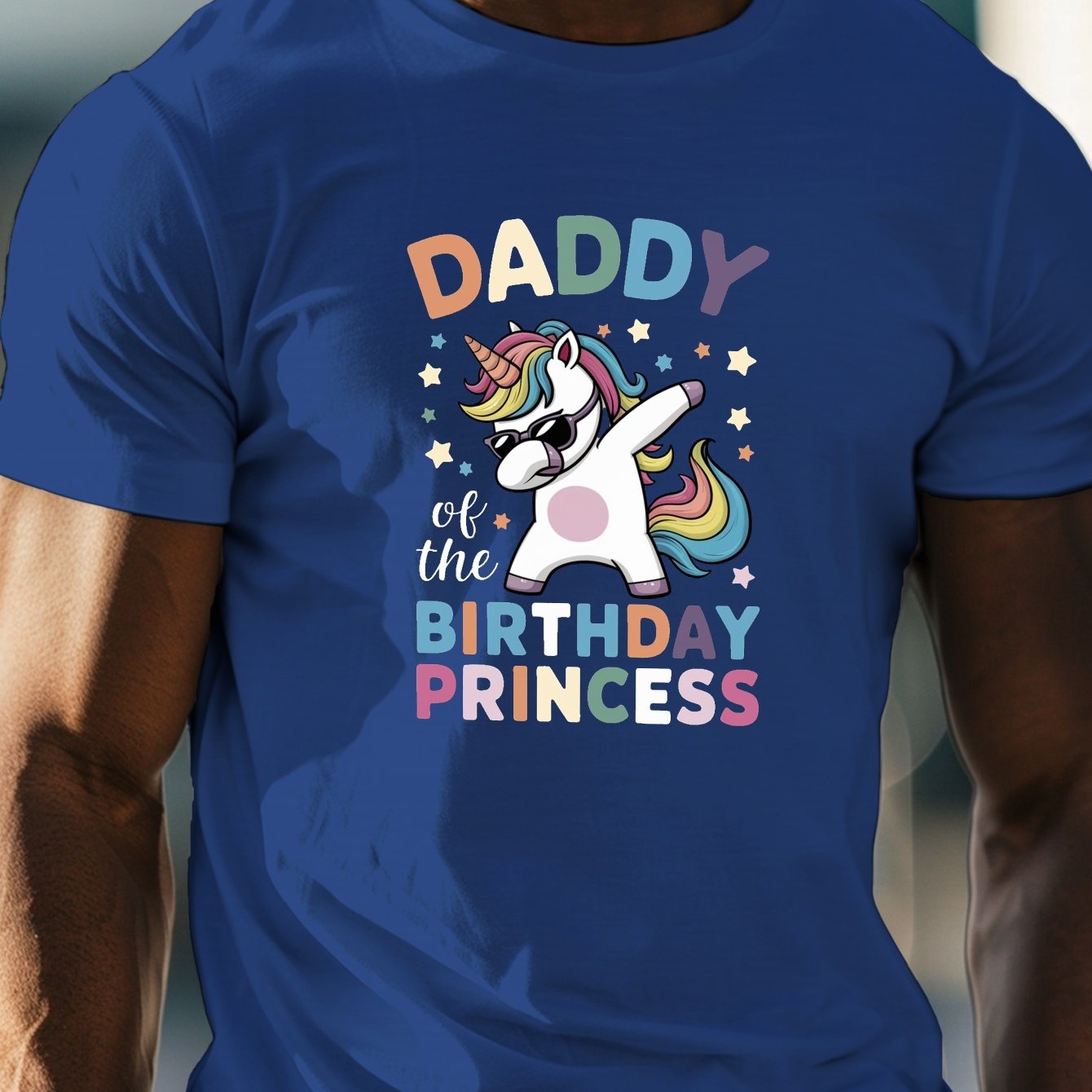 TEMU Daddy Of The Birthday Princess Print, Men's Round Crew Neck Short Sleeve Tee, Casual T-shirtcasual Comfy Lightweight Top For Summer