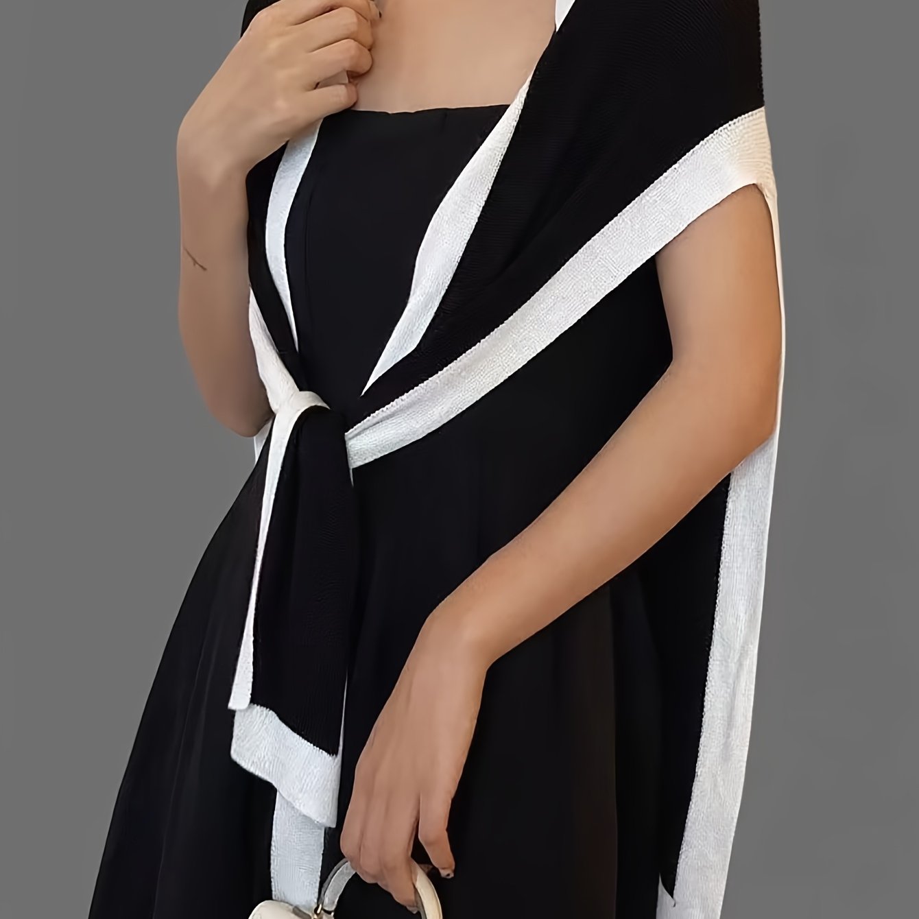 TEMU Spring And Shawl Women's Fashion Shoulder High-end -conditioned Room Cheongsam With Contrast Color