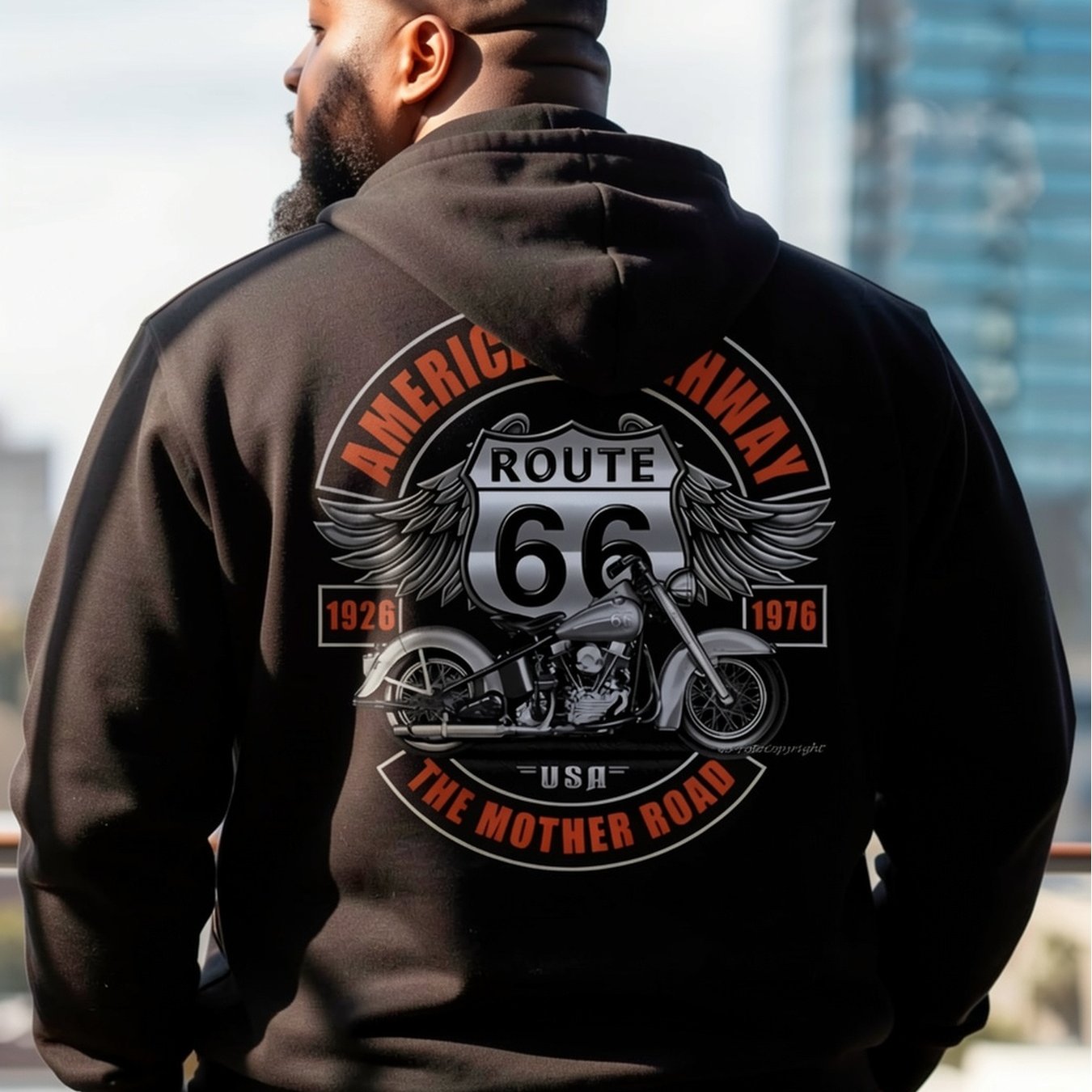 TEMU Route 66 Motorcycle Style Hooded Sweatshirt A Cool And Stylish For Plus-size For Plus-size Can And Colorful Stylish And Comfortable Four-season