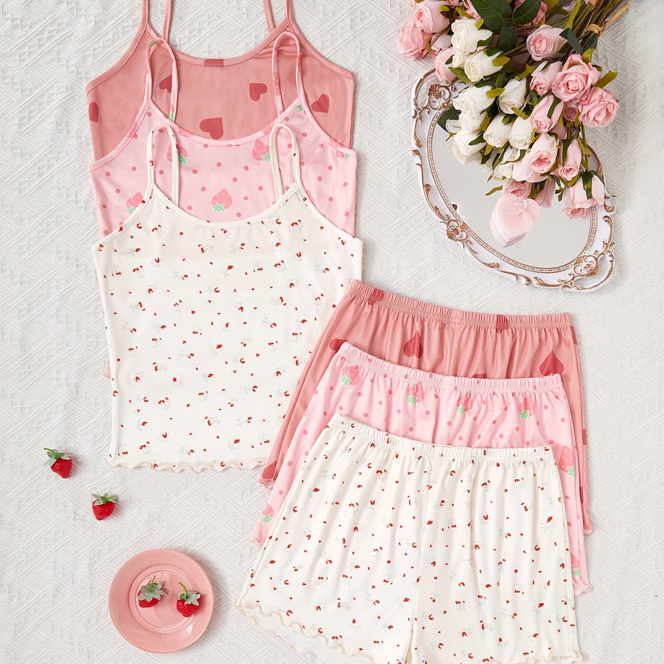 3pcs Women's Pajama Set With Cute Patterns