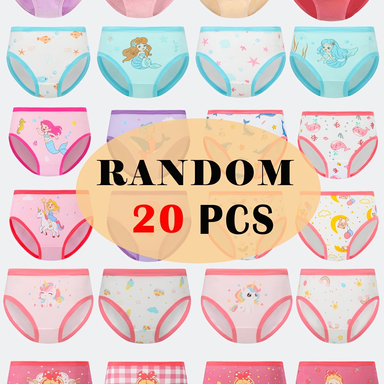 Random 20pcs/bag Girls' Triangle Underwear Cute Animal Pattern Soft Breathable Girls' Underwear