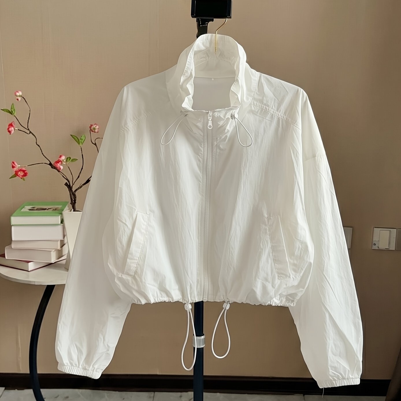 TEMU Korean -up Collar Short Jacket Women's Summer Thin Sunscreen Clothing 2026 New Small Lightweight Breathable Zipper Cardigan Sunscreen Shirt