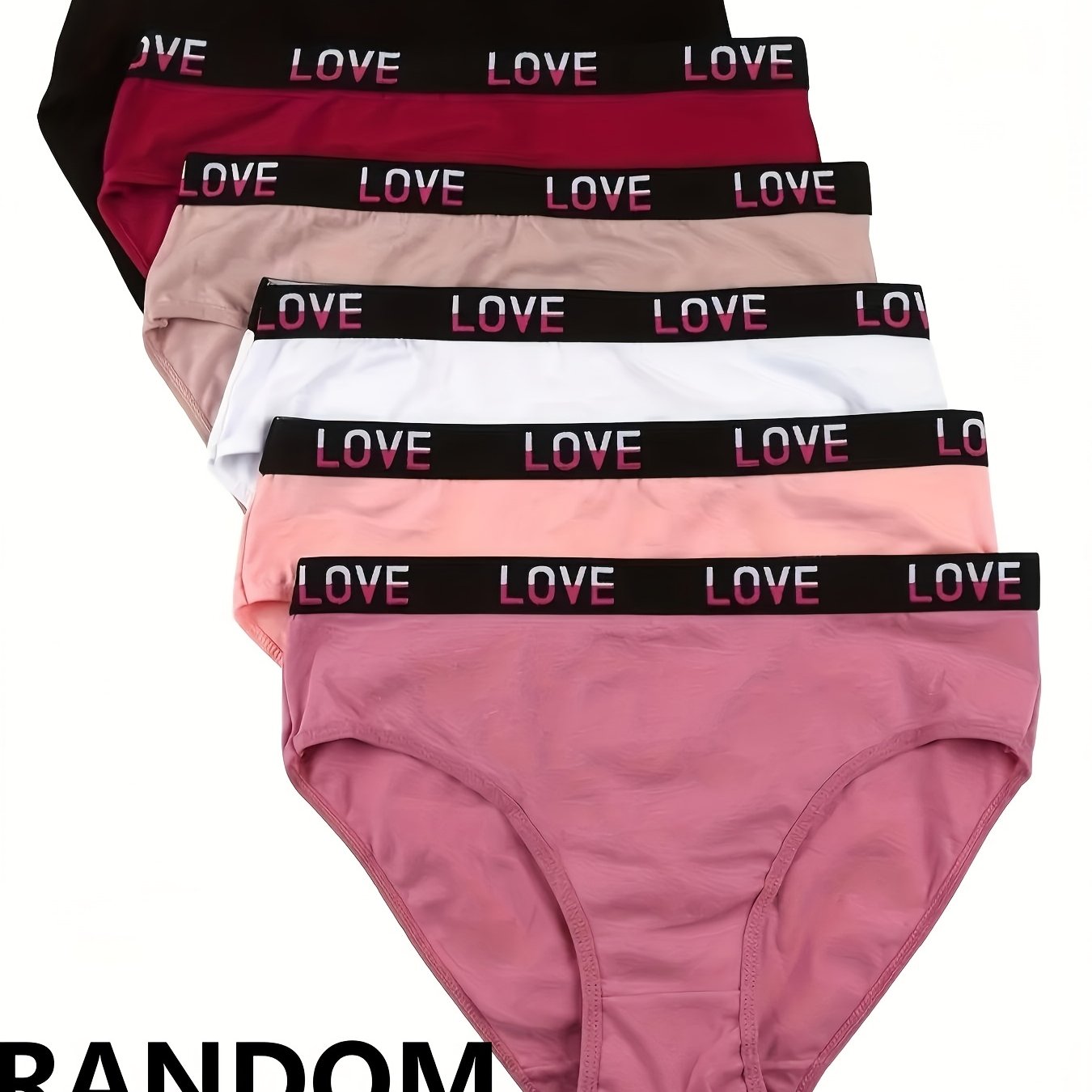 TEMU Random 6pcs Set Of New European And American Letter Print Women's High-waist Triangle Panties