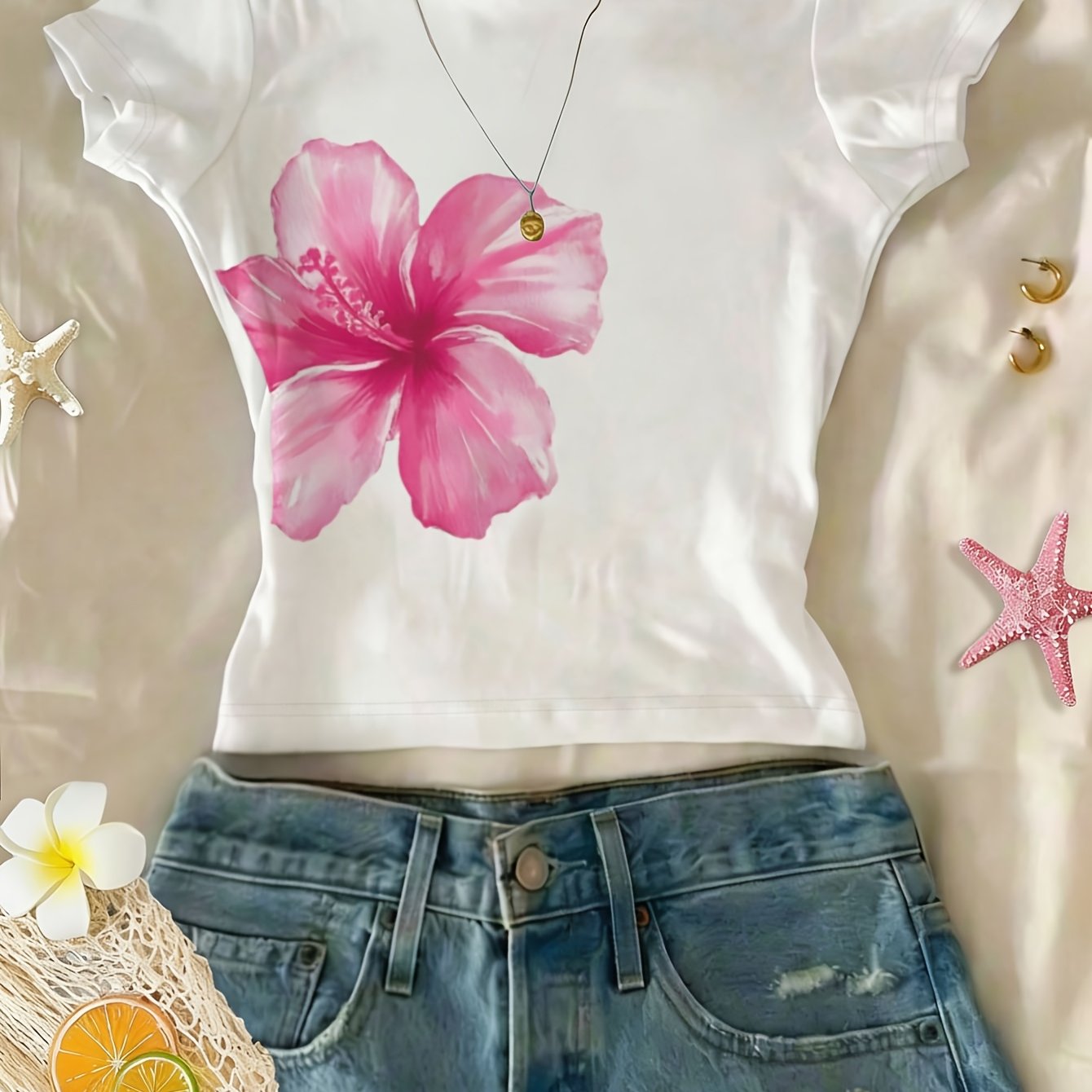 TEMU Women's Vintage-inspired Summer Casual Top, , Relaxed Y2k Street Style, Sweet And Cool, Casual Personality, Korean-inspired Ins-style, Creative