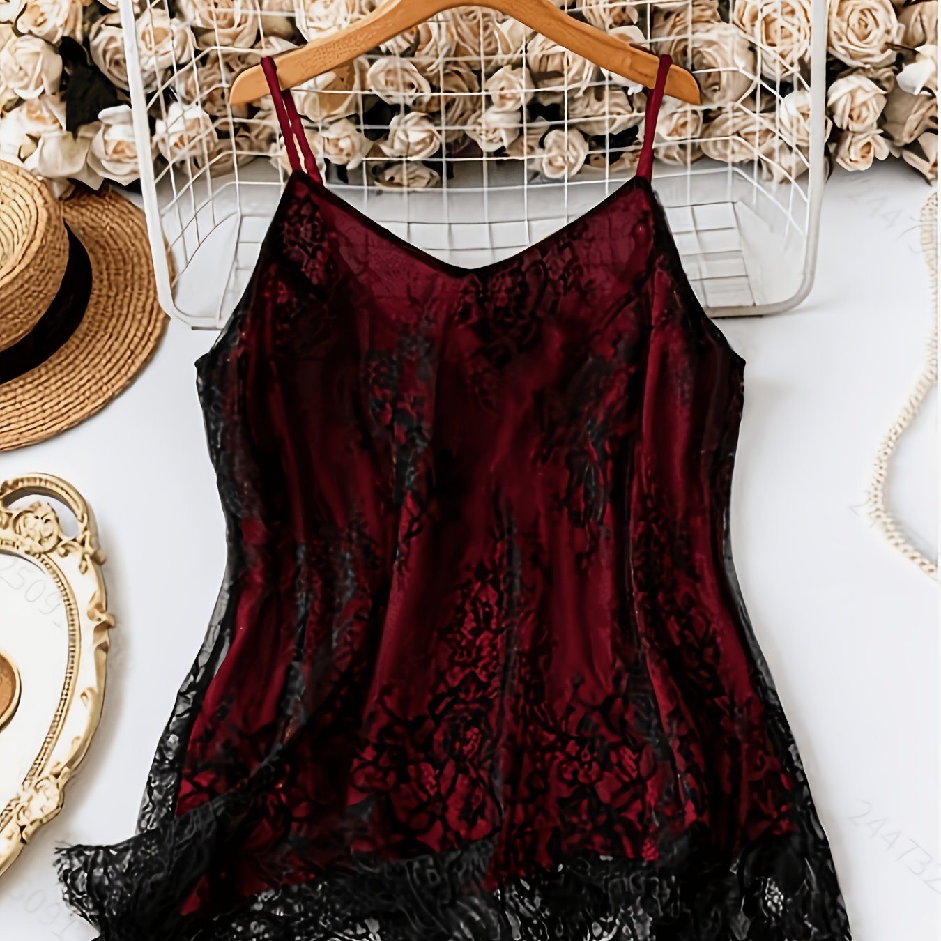 TEMU Plus Size, Plus Size Women's Clothing: Black Lace-trimmed Camisole With Pure Desire Aesthetic. Loose-fitting, Figure-flattering, Romantic,